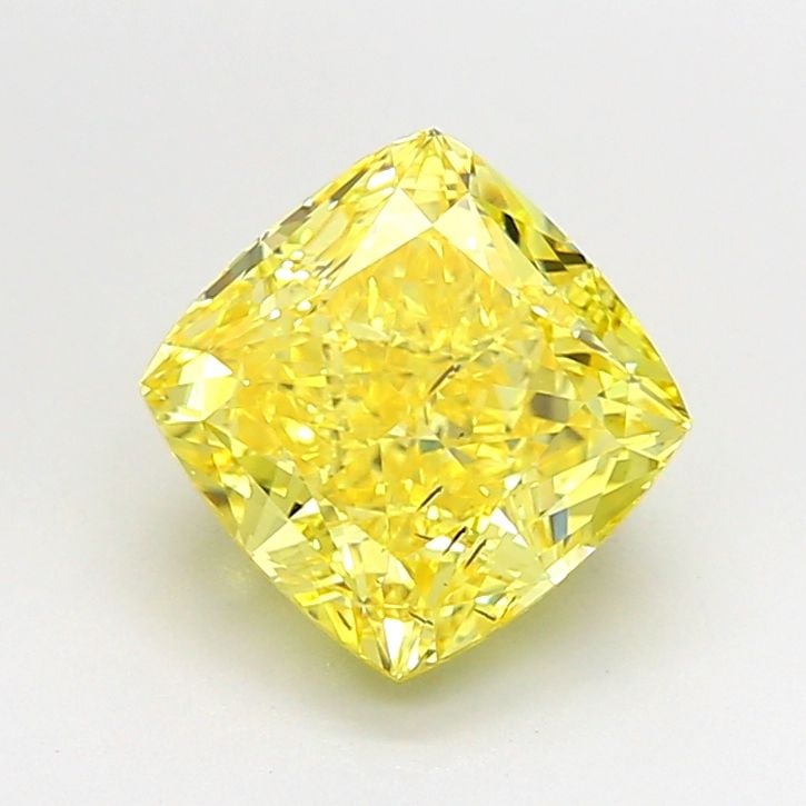 Loose Diamond - CUSHION MODIFIED 3.03ct Fancy Vivid Yellow SI2: Loose Diamond - CUSHION MODIFIED 3.03ct Fancy Vivid Yellow SI2 Source: This is a real non-mined Diamond that has been grown in a lab Shape: CUSHION MODIFIED Carats: 3.03 Color: Fancy Vivid Yellow Cert