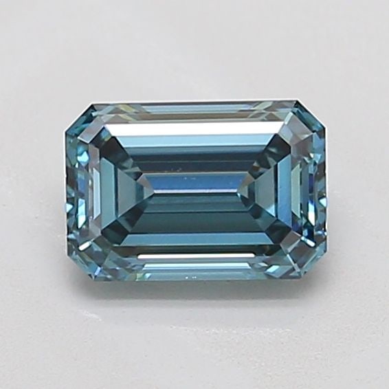 Loose Diamond - EMERALD 1.06ct Fancy Vivid Greenish Blue VS1: Loose Diamond - EMERALD 1.06ct Fancy Vivid Greenish Blue VS1 Source: This is a real non-mined Diamond that has been grown in a lab Shape: EMERALD Carats: 1.06 Color: Fancy Vivid Greenish Blue Certific