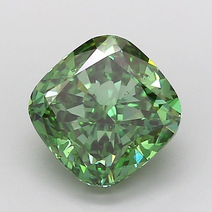 Loose Diamond - CUSHION MODIFIED 2.02ct Fancy Vivid Green VS2: Loose Diamond - CUSHION MODIFIED 2.02ct Fancy Vivid Green VS2 Source: This is a real non-mined Diamond that has been grown in a lab Shape: CUSHION MODIFIED Carats: 2.02 Color: Fancy Vivid Green Certif