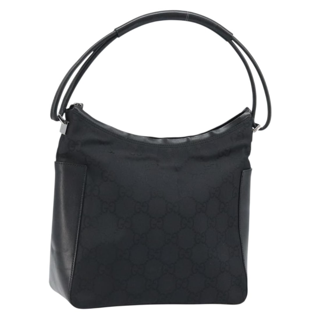 Gucci 001 3766 GG Canvas and Leather Shoulder Bag Black Silver (1 of 18)