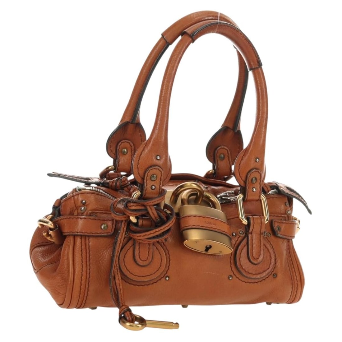Chloe Paddington Mini Leather Handbag Brown with Dust Bag: Chloe Paddington Mini Leather Handbag Brown with Dust Bag Chloe Paddington mini handbag in brown leather with silver and gold-tone accents. Made in Italy, this women's handbag includes a dust bag. Con
