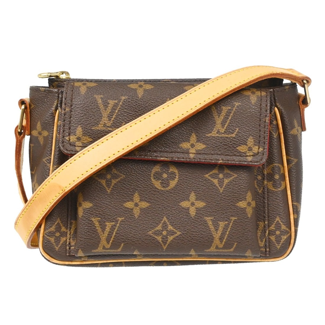 Louis Vuitton Viva Cite PM Monogram Canvas Crossbody M51165: Louis Vuitton Viva Cite PM Monogram Canvas Crossbody M51165 Louis Vuitton Viva Cite PM crossbody bag in brown Monogram canvas with leather trim and a red Alcantara lining. This women's medium bag feat