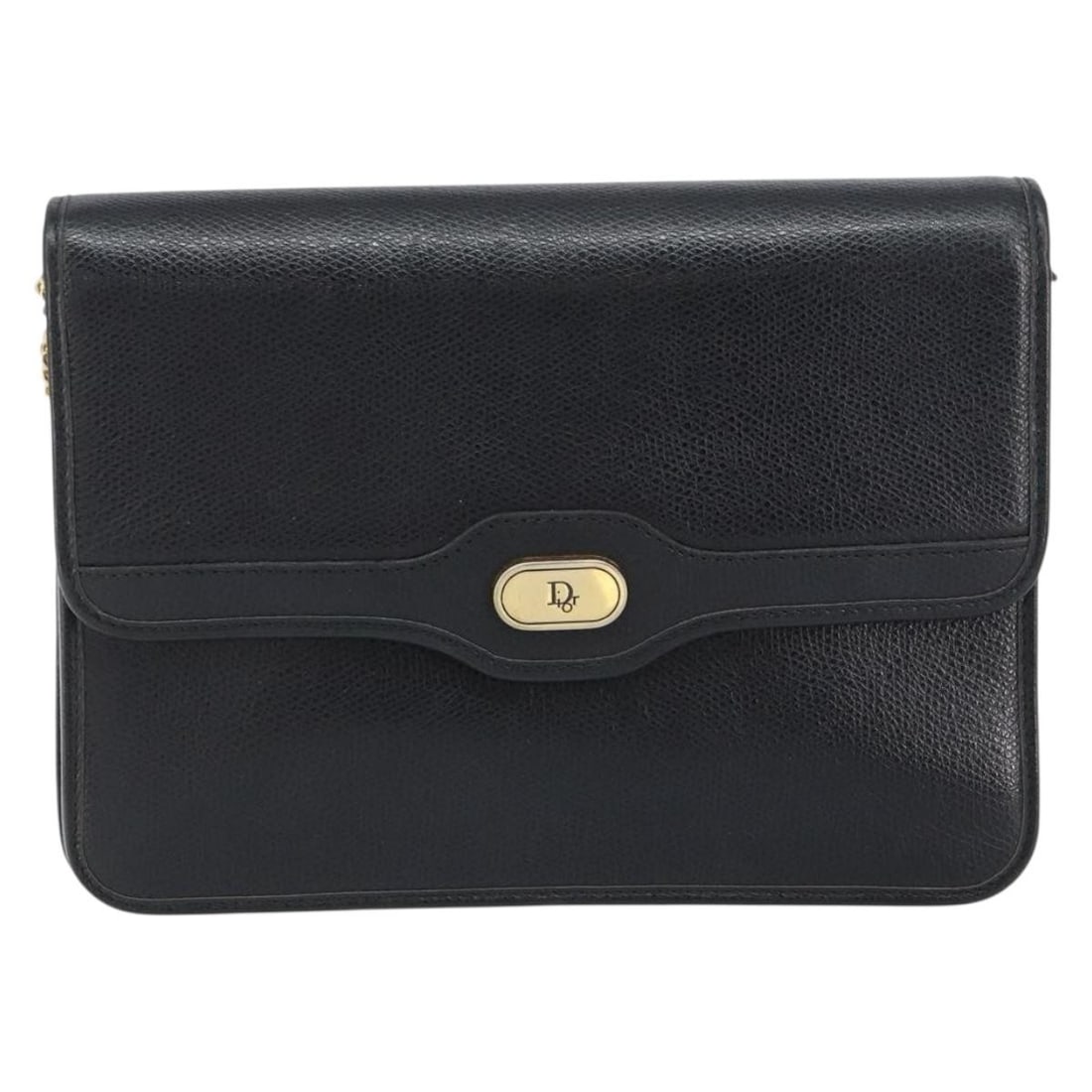 Christian Dior Vintage CD Chain Flap Shoulder Bag Black Leather: Christian Dior Vintage CD Chain Flap Shoulder Bag Black Leather This vintage Christian Dior flap shoulder bag features a black leather exterior with a CD chain strap. Designed for women, it offers a c