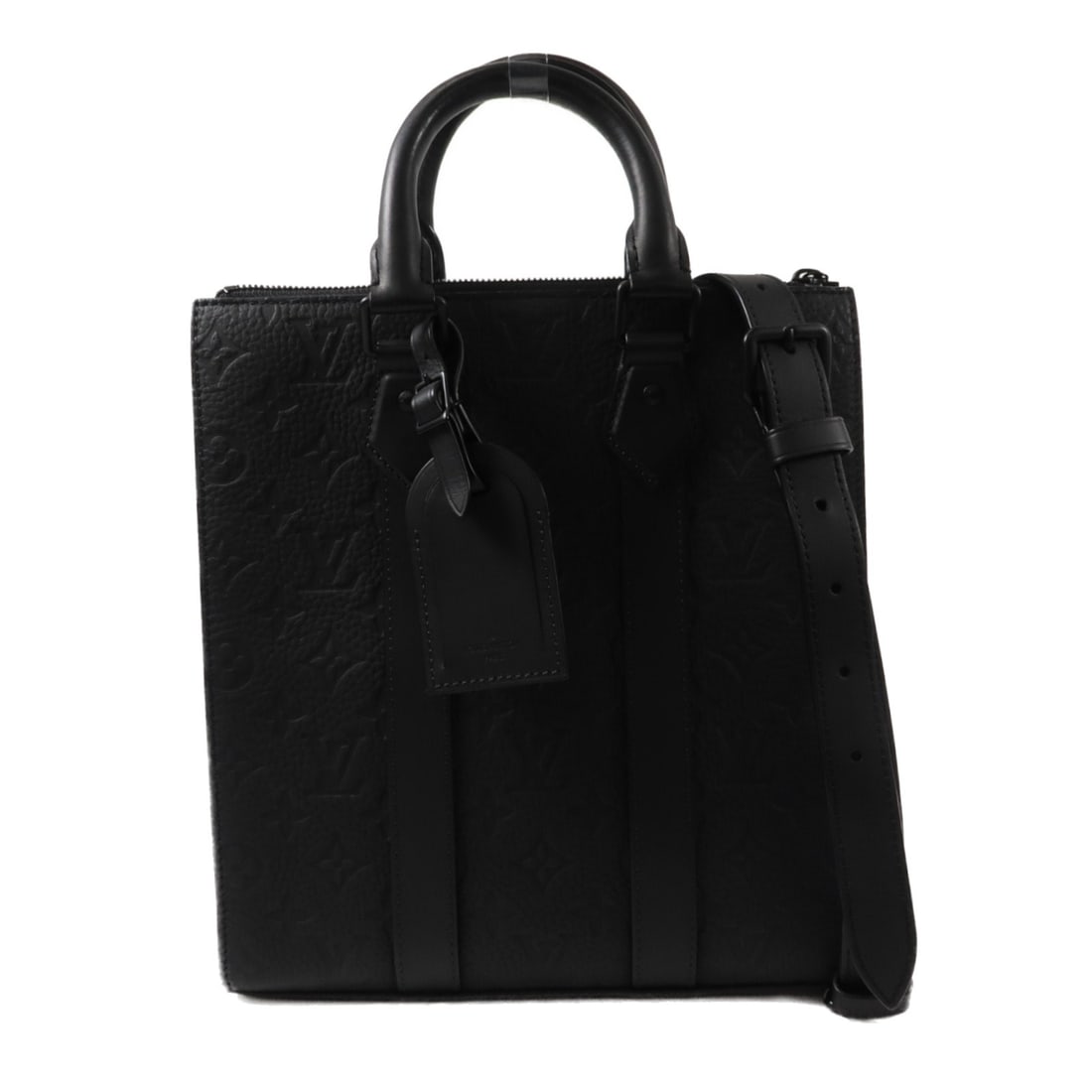 Louis Vuitton M59960 Sac Plat Cross black calfskin 2way handbag: Louis Vuitton M59960 Sac Plat Cross black calfskin 2way handbag Louis Vuitton Sac Plat Cross 2-way shoulder handbag in black Taurillon leather. This women's bag features a structured silhouette with t