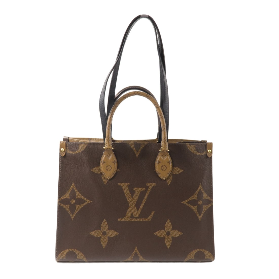 Louis Vuitton On The Go MM M45321 2 Way Shoulder Bag Brown: Louis Vuitton On The Go MM M45321 2 Way Shoulder Bag Brown Louis Vuitton OnTheGo MM 2-way shoulder bag in brown Monogram Giant PVC coated canvas. This women's bag features dual carry options, an inter