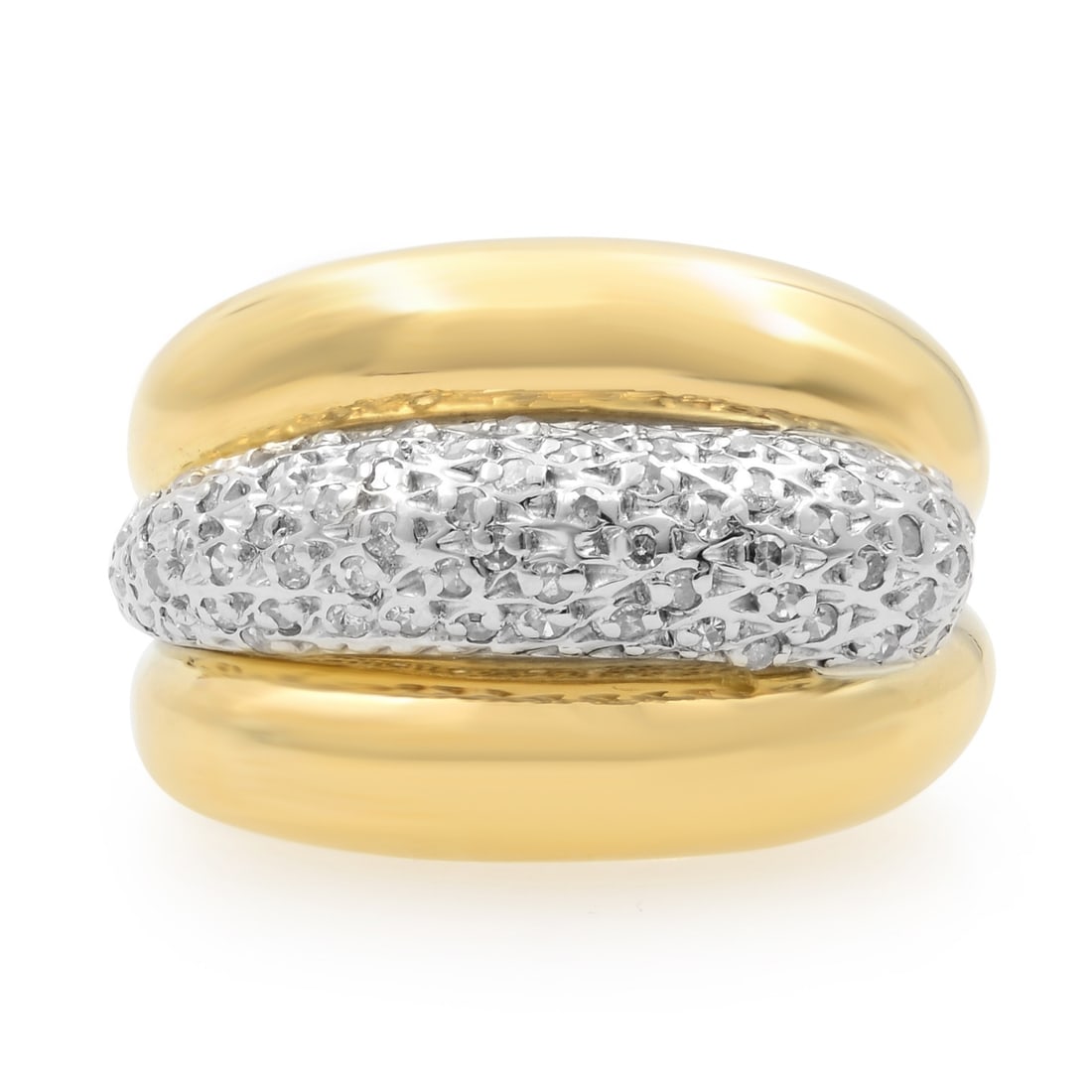 Rachel Koen Pave Set Diamond Ring 0.50Cttw 14K Yellow Gold Cocktail Size 8.25 (1 of 5)