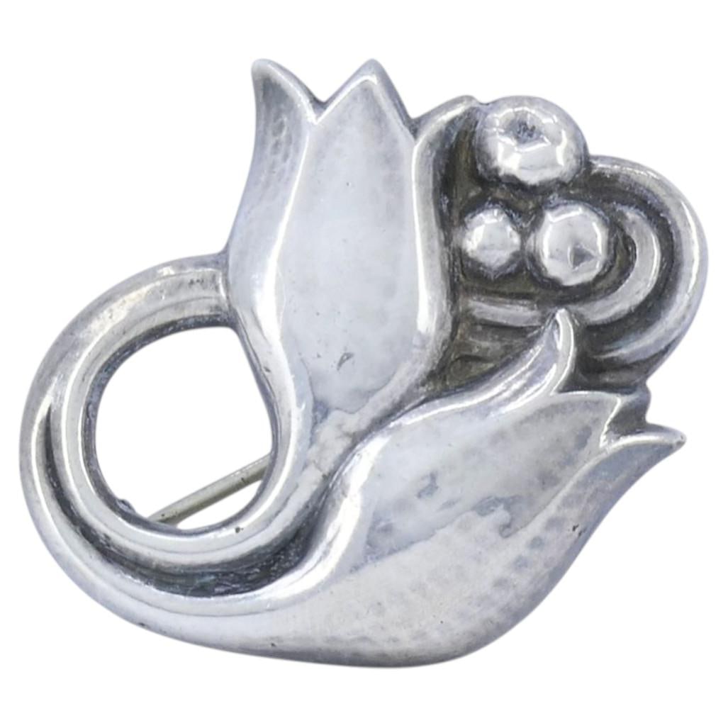 Georg Jensen No. 100 Tulip Brooch in 830 Silver Denmark (1 of 8)