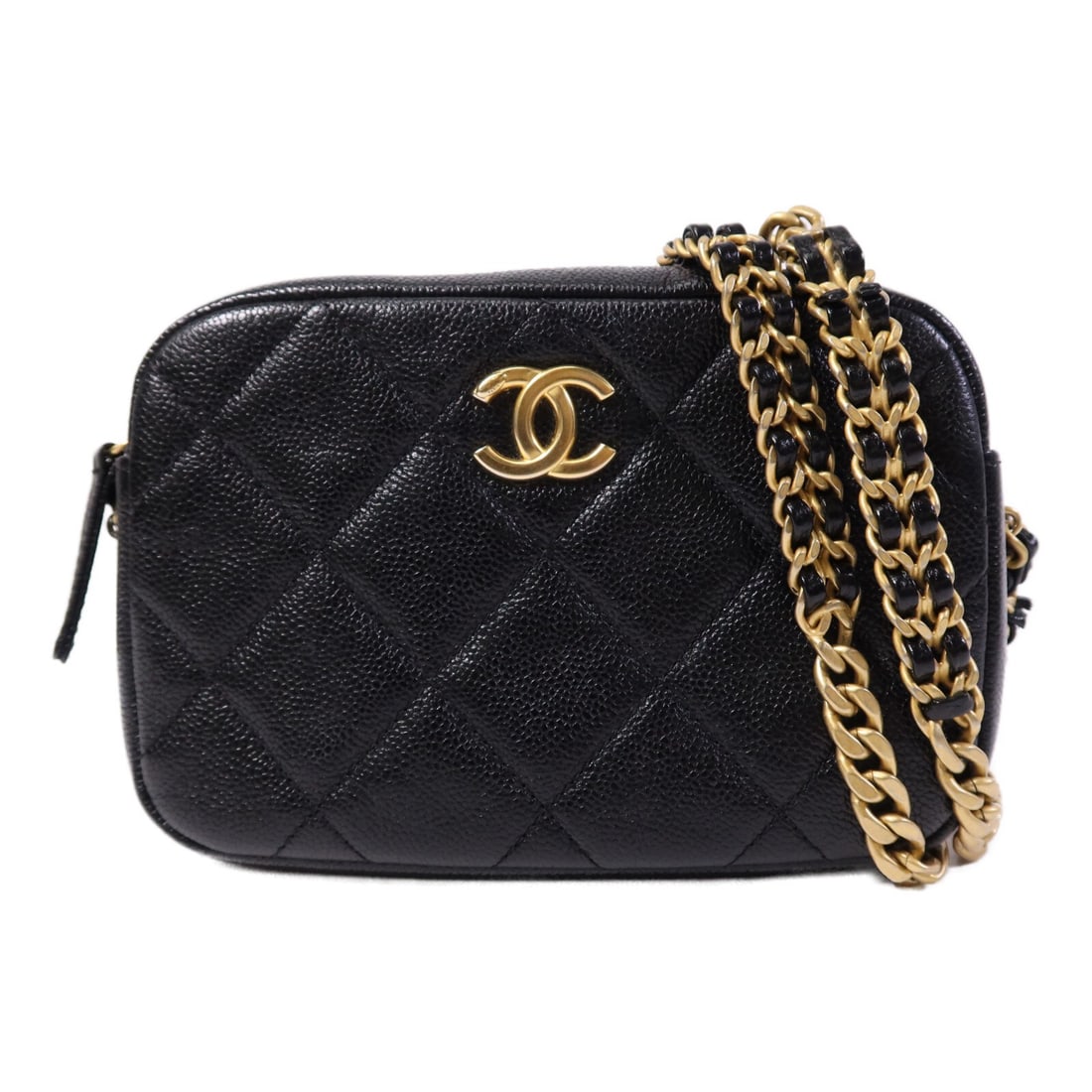 CHANEL AS3104 CC Camera Shoulder Bag Black Calfskin Leather GHW (1 of 14)