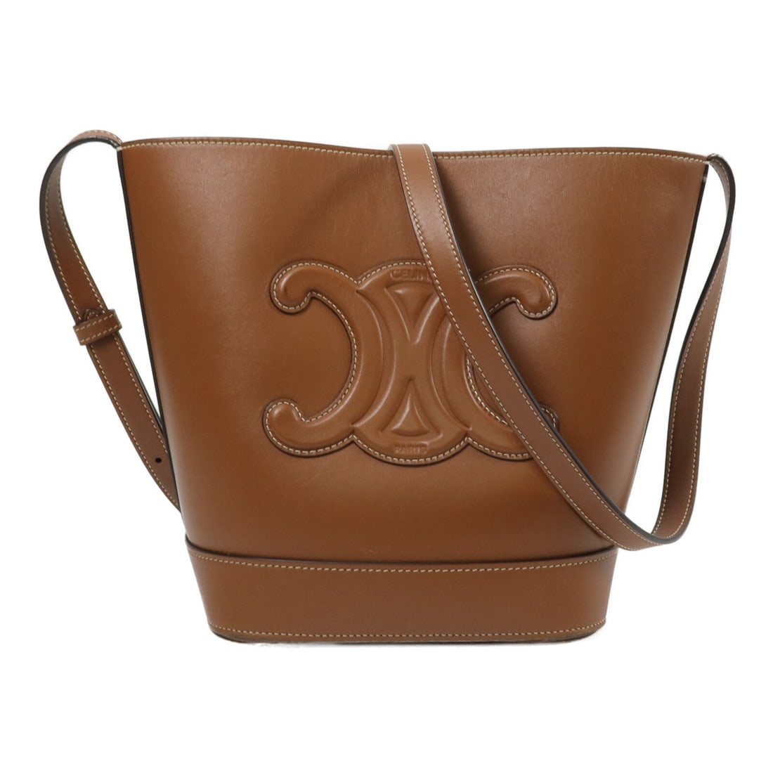CELINE Triomphe Brown Calfskin Bucket Shoulder Bag GHW (1 of 15)