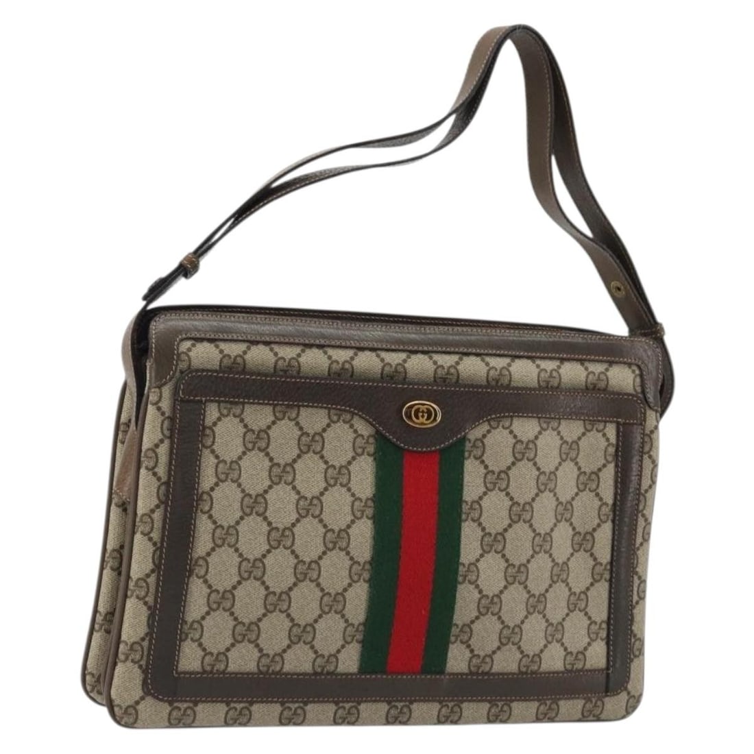 Gucci 14 02 013 GG Supreme Sherry Web PVC Shoulder Bag Beige Gold: Gucci 14 02 013 GG Supreme Sherry Web PVC Shoulder Bag Beige Gold This GUCCI shoulder bag from the GG Supreme Web Sherry Line is crafted in PVC leather and GG canvas with a beige and gold color scheme