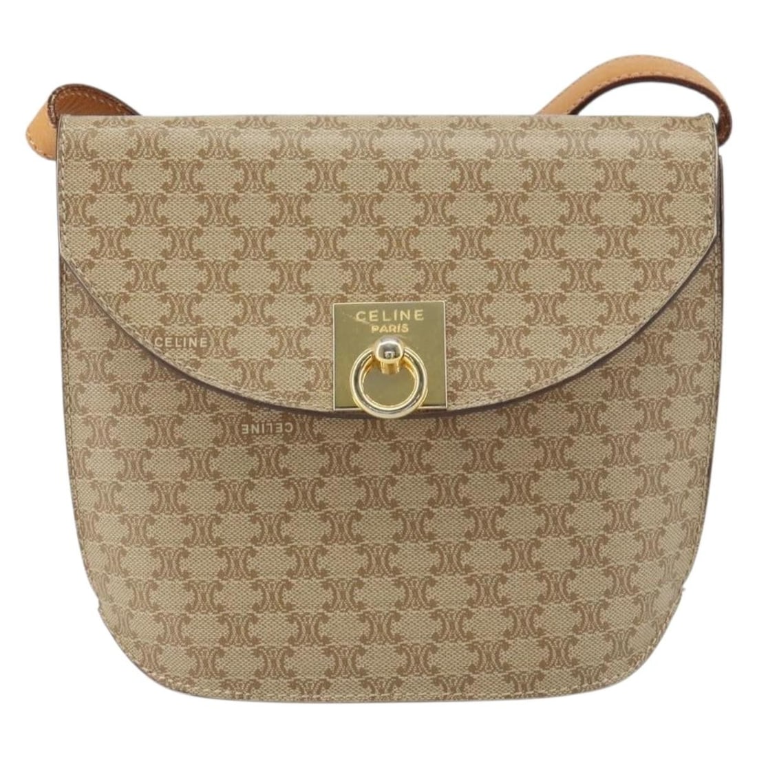 Celine Vintage Macadam Beige Canvas Shoulder Bag: Celine Vintage Macadam Beige Canvas Shoulder Bag This pre-owned Celine Vintage Macadam shoulder bag features a classic beige canvas design. The bag is designed for women and includes metal fittings an