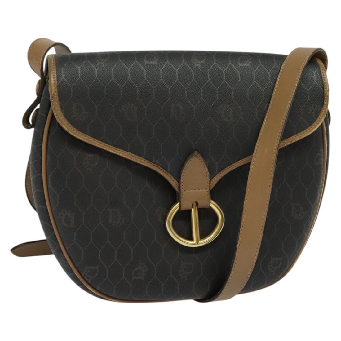 Christian Dior Vintage Honeycomb black canvas shoulder bag: Christian Dior Vintage Honeycomb black canvas shoulder bag Vintage Christian Dior Honeycomb bag in black canvas with leather trim. This piece is presented in fair vintage condition with honest wear, i