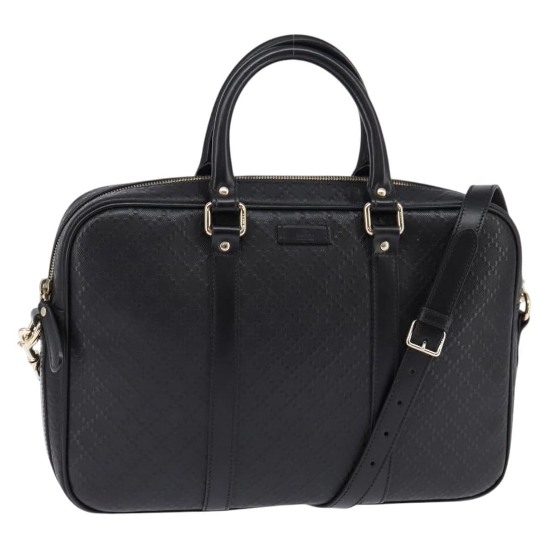 Gucci Bright Convertible black leather briefcase bag: Gucci Bright Convertible black leather briefcase bag Gucci Bright Convertible Diamante Leather bag in black leather, designed in a unisex style. It was made in Italy and measures 34 cm wide, 22 cm hig