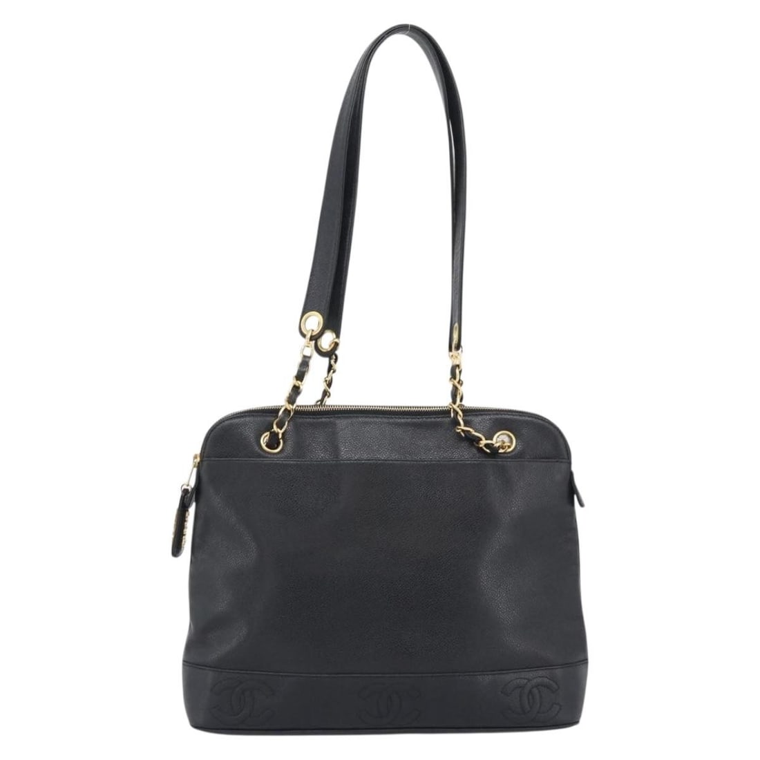 Chanel Triple CC Chain Shoulder Bag Black Leather: Chanel Triple CC Chain Shoulder Bag Black Leather Chanel Triple CC Chain Shoulder bag in black leather with a chain shoulder strap. This women's bag is in good condition, showing light wear and marks 