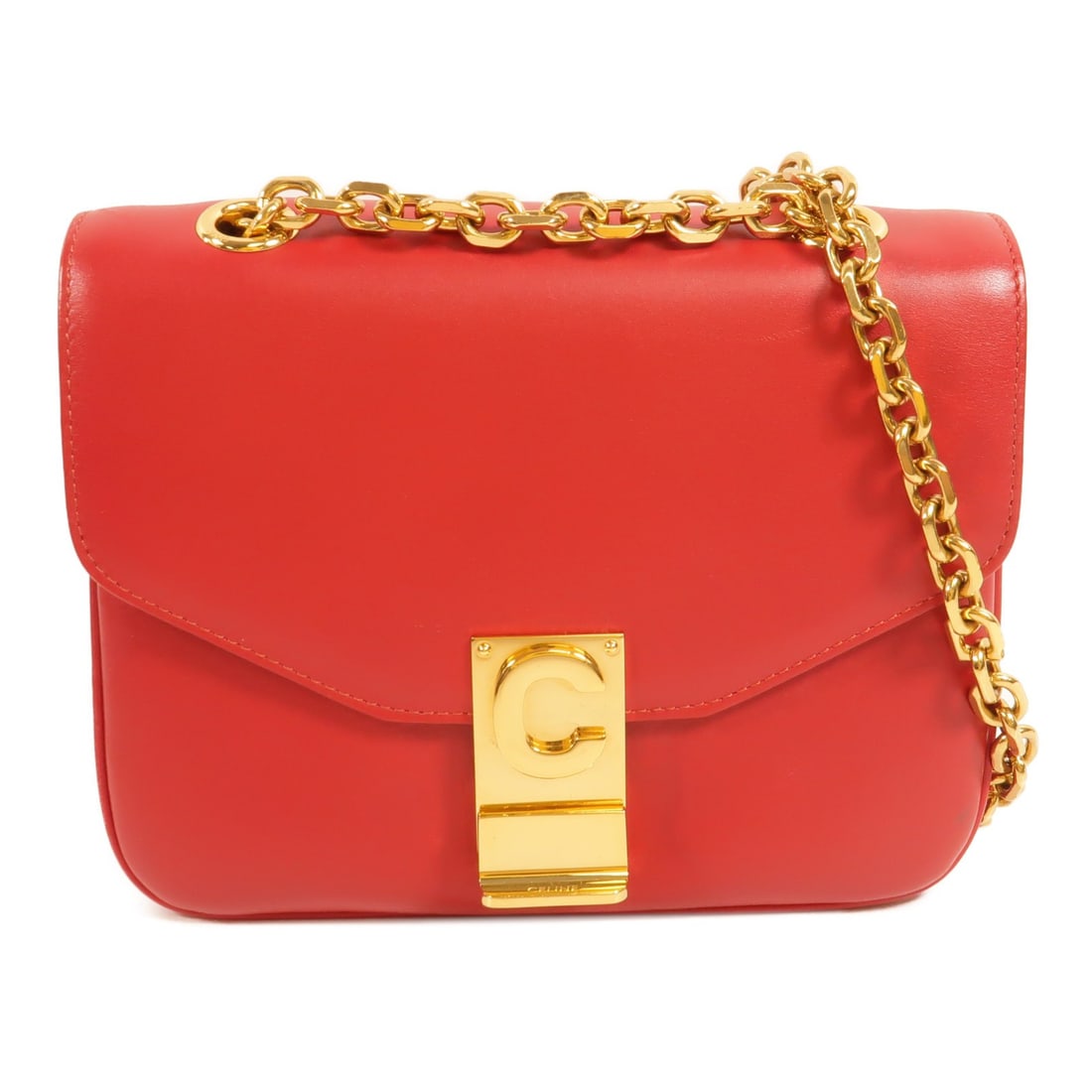 CELINE Small C Red Calfskin Shoulder Bag GHW (1 of 18)