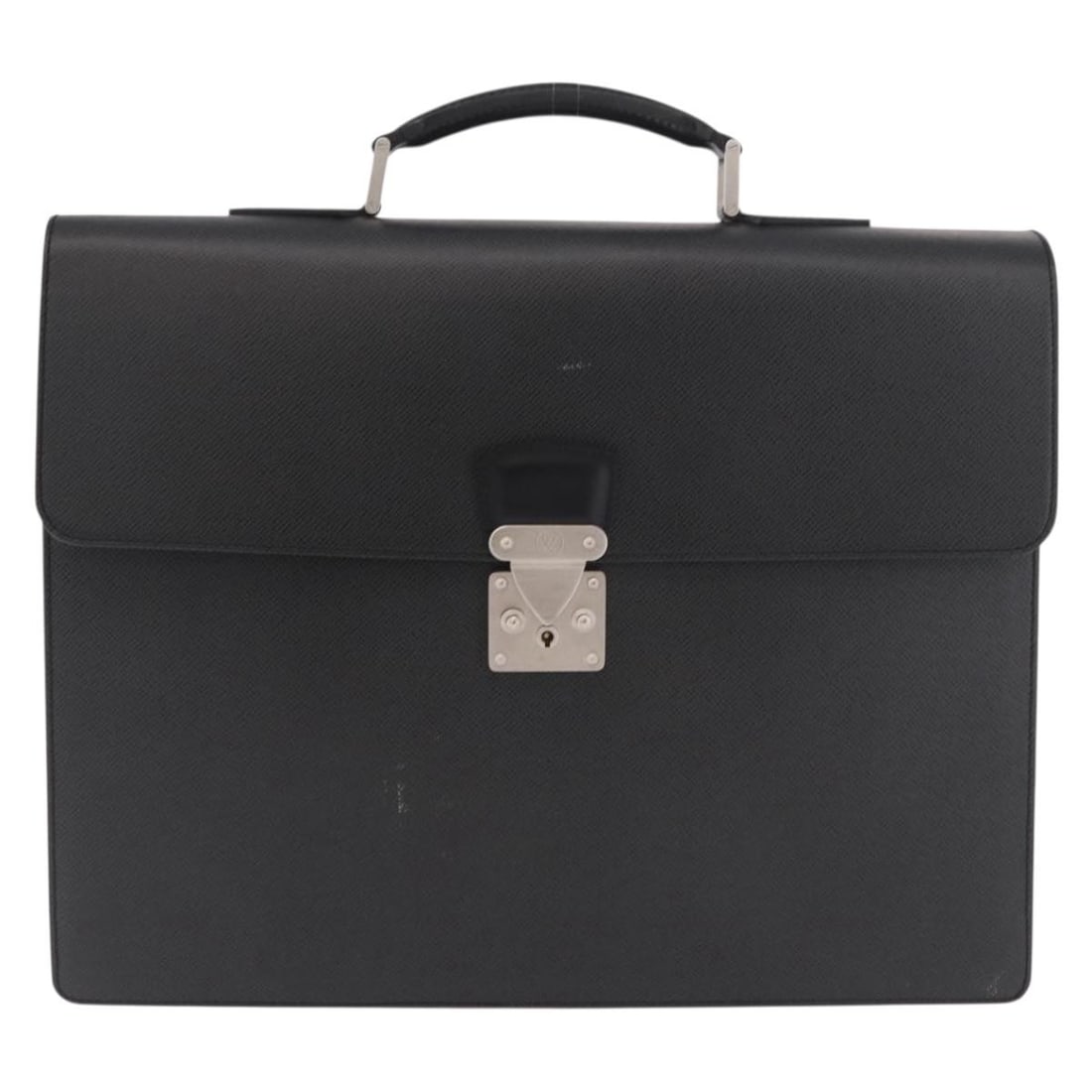 Louis Vuitton Serviette Moskova black leather briefcase: Louis Vuitton Serviette Moskova black leather briefcase Louis Vuitton Serviette Moskova briefcase in black leather. This unisex bag is made in France and shows overall worn, fair condition with light 