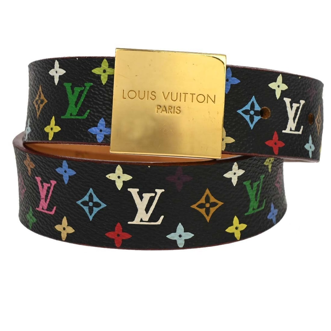 Louis Vuitton Ceinture Carre Waist Belt Black Multicolor Canvas Leather #70 28 (1 of 15)