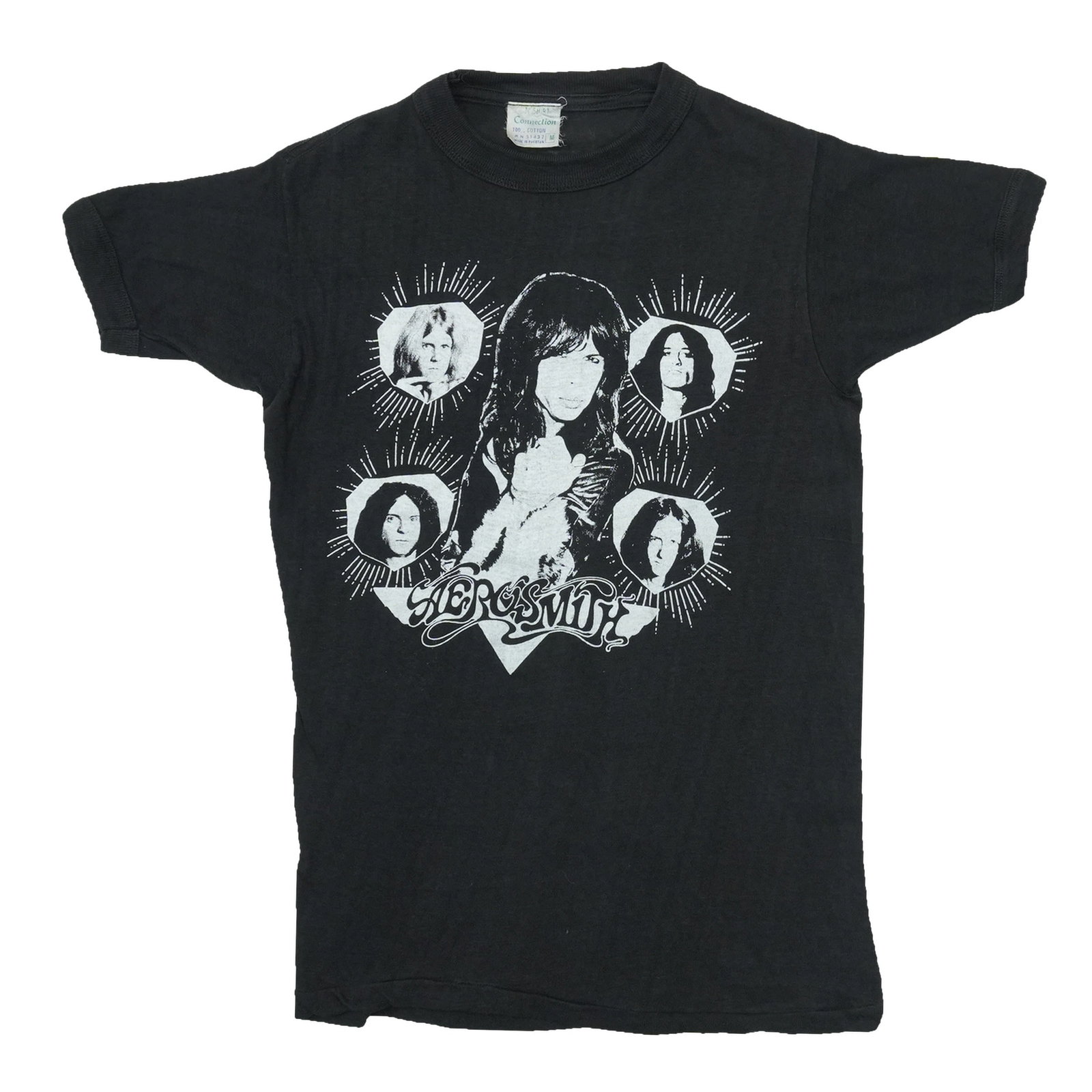 Vintage 1970s Aerosmith Black Cotton T Shirt Medium (1 of 4)