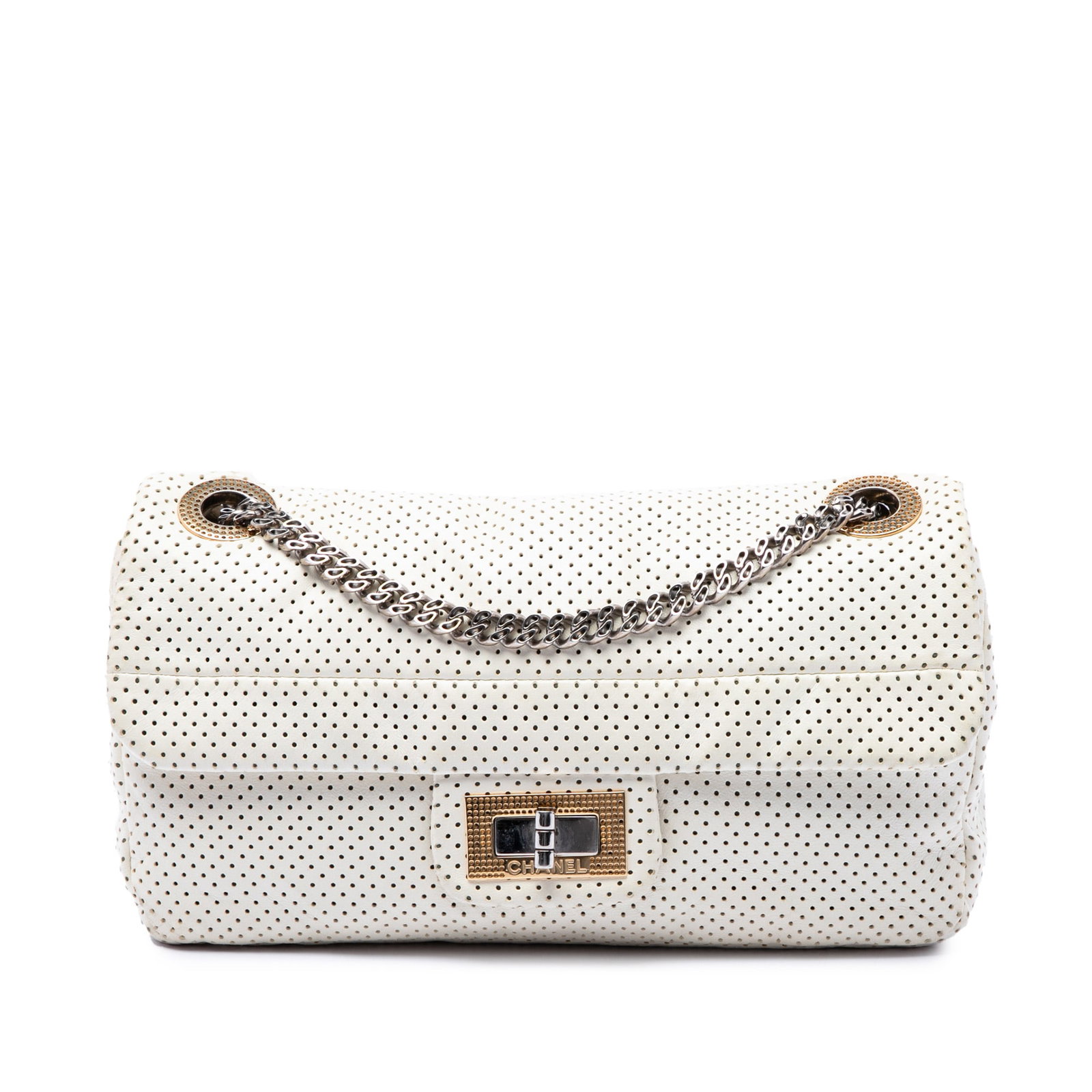 Chanel Reissue 2.55 Drill Flap Small perforated calfskin shoulder bag (1 of 6)