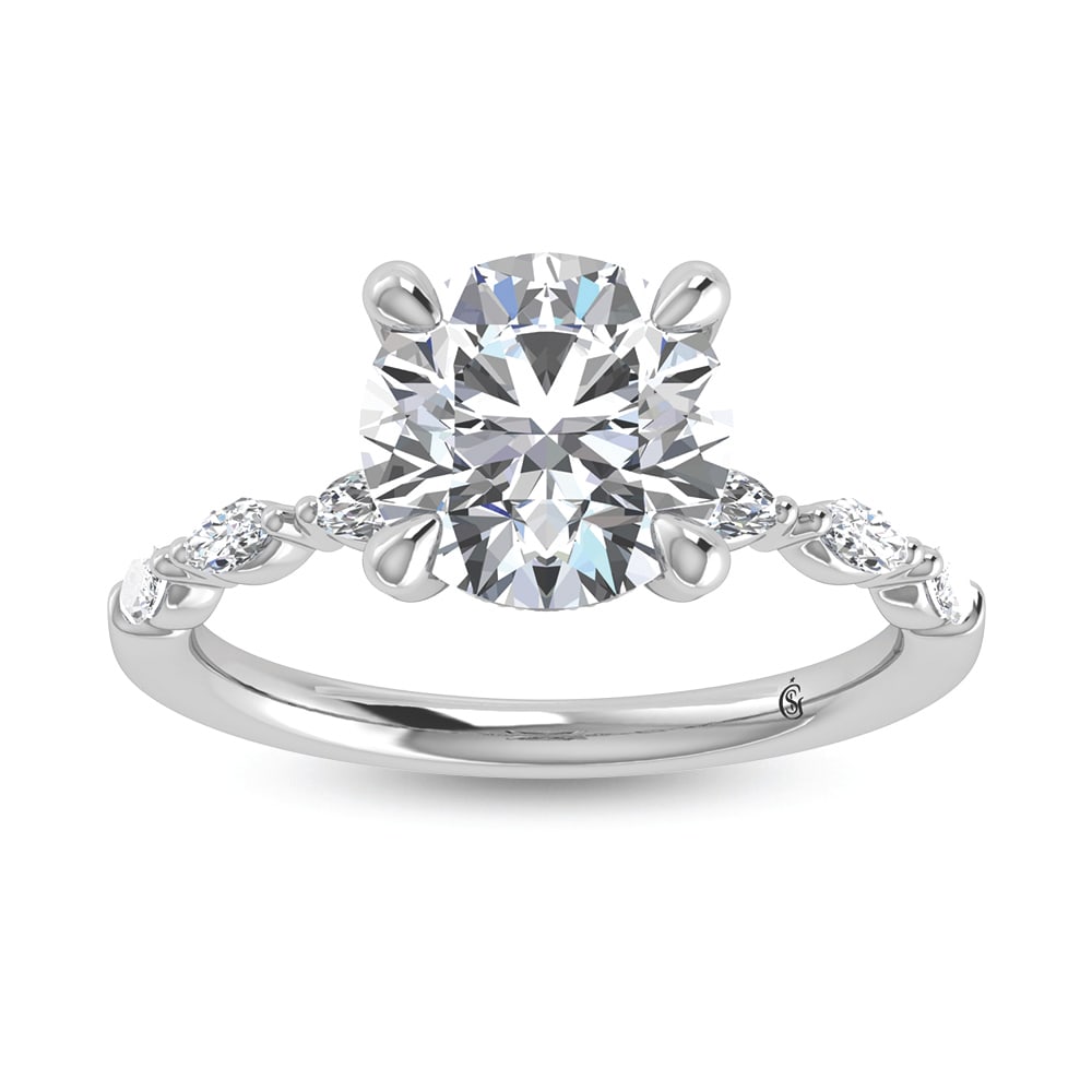 14K White Gold Lab Grown Diamond 2 1/4 Ct.Tw. Engagement Ring (IGI Certified Center 2ct): 14K White Gold Lab Grown Diamond 2 1/4 Ct.Tw. Engagement Ring (IGI Certified Center 2ct) 14K White Gold Lab Grown Diamond 2 1/4 Ct.Tw. Engagement Ring (Center Round) 14k White Gold Stone Color: D-f