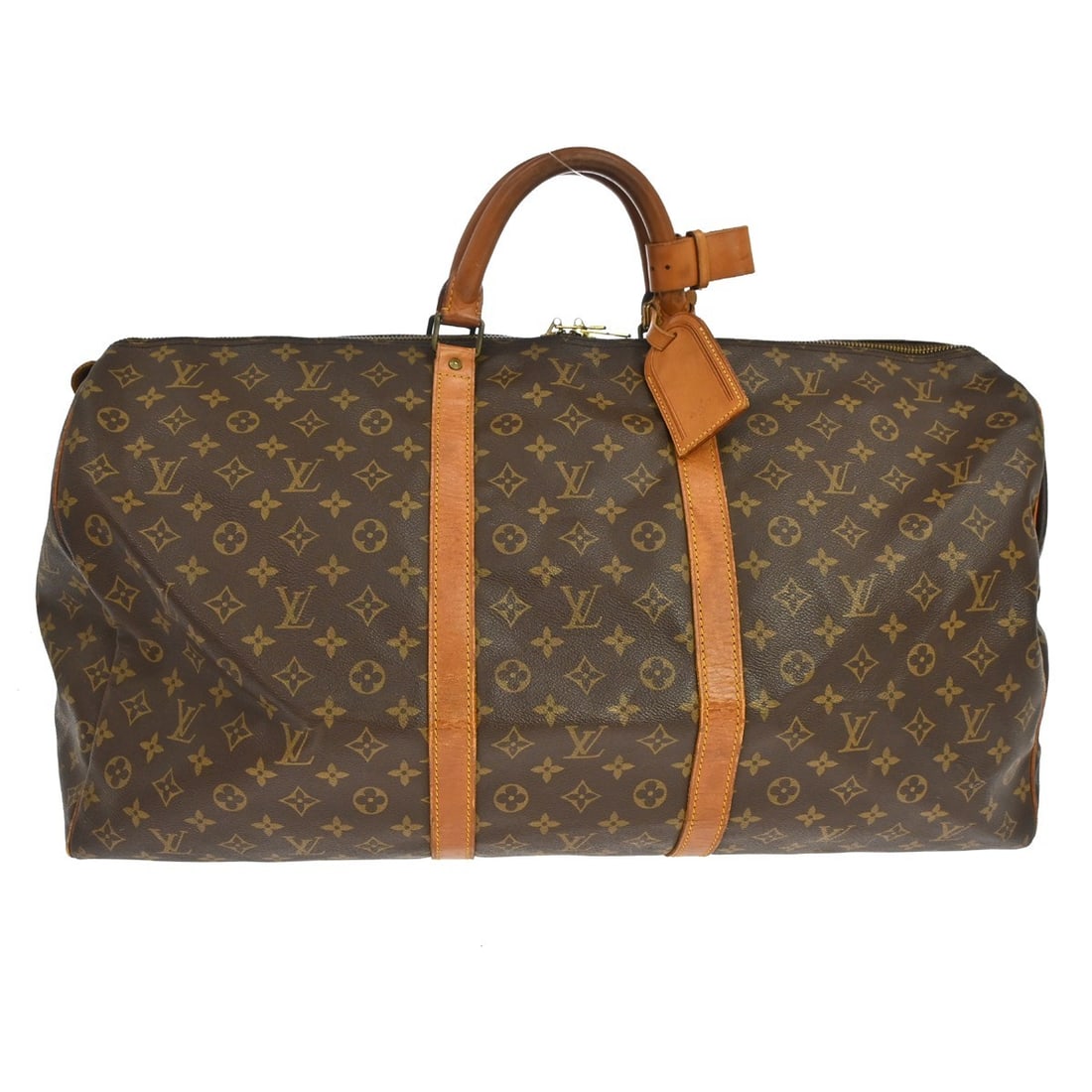 Louis Vuitton Keepall 60 Monogram Duffle Bag M41422 Vintage: Louis Vuitton Keepall 60 Monogram Duffle Bag M41422 Vintage Vintage Louis Vuitton Keepall 60 travel handbag in Monogram canvas and leather, designed in a duffle style with a zip closure and double han