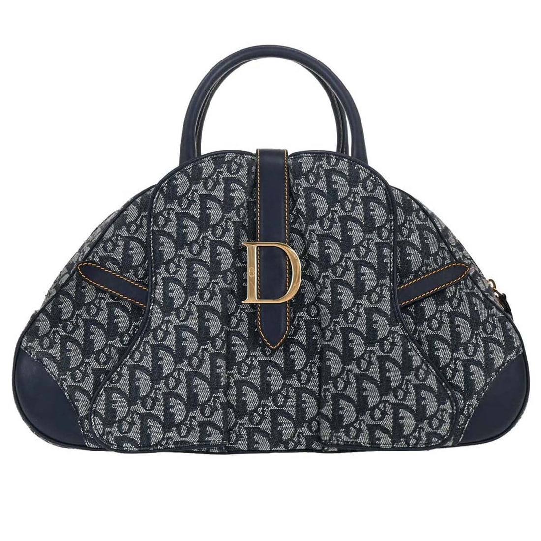 Dior Saddle Bag Navy Trotter Canvas Leather Double Handle: Dior Saddle Bag Navy Trotter Canvas Leather Double Handle Christian Dior Double Saddle handbag in navy Trotter canvas and leather with double handles and a zip closure. This women's large saddle bag f