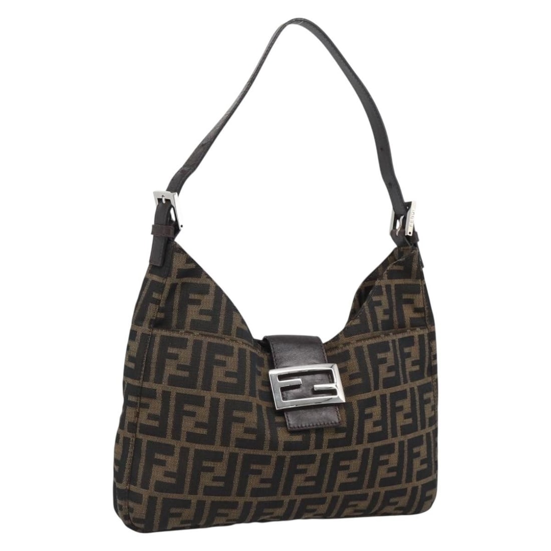 Fendi Mamma Baguette Zucca Canvas Shoulder Bag Brown Black: Fendi Mamma Baguette Zucca Canvas Shoulder Bag Brown Black Authentic Fendi Mamma Baguette shoulder bag in brown and black Zucca canvas. This women's bag includes a dust bag and is made in Italy. Condi