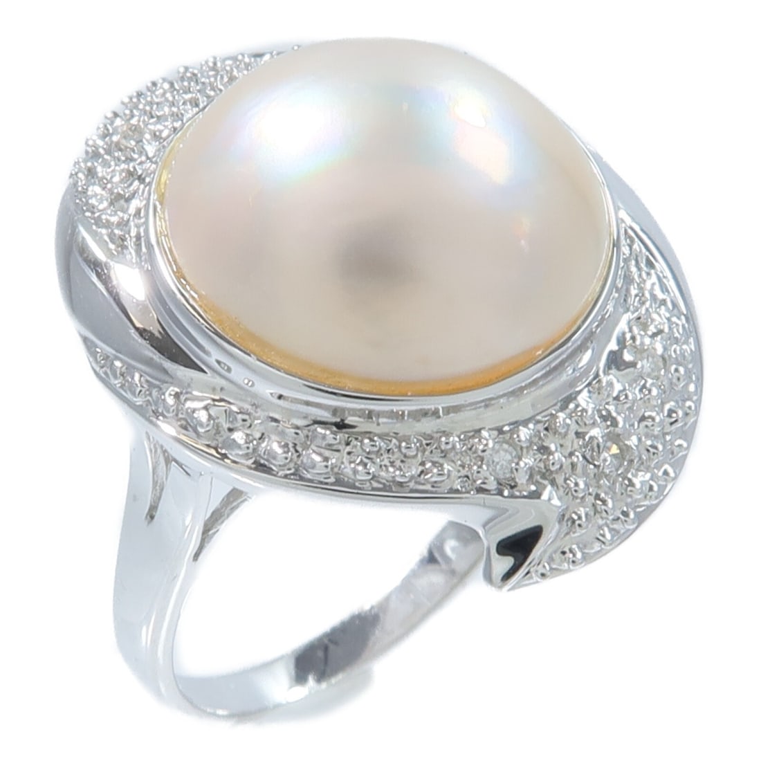 14K White Gold Pearl Ring Womens Size 7 (1 of 9)