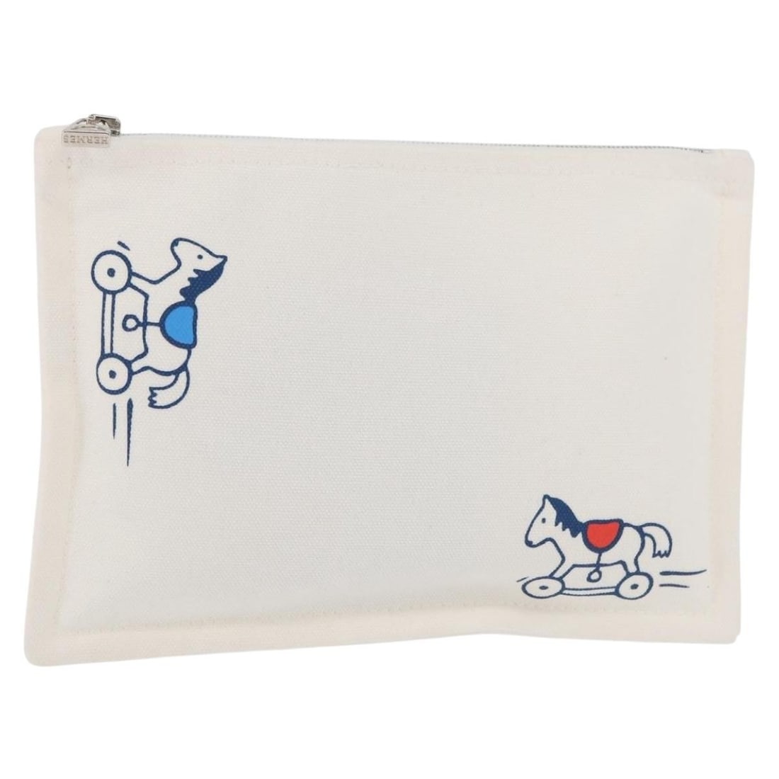 Hermes Trousse Flats Adada Cotton Pouch White Silver (1 of 17)
