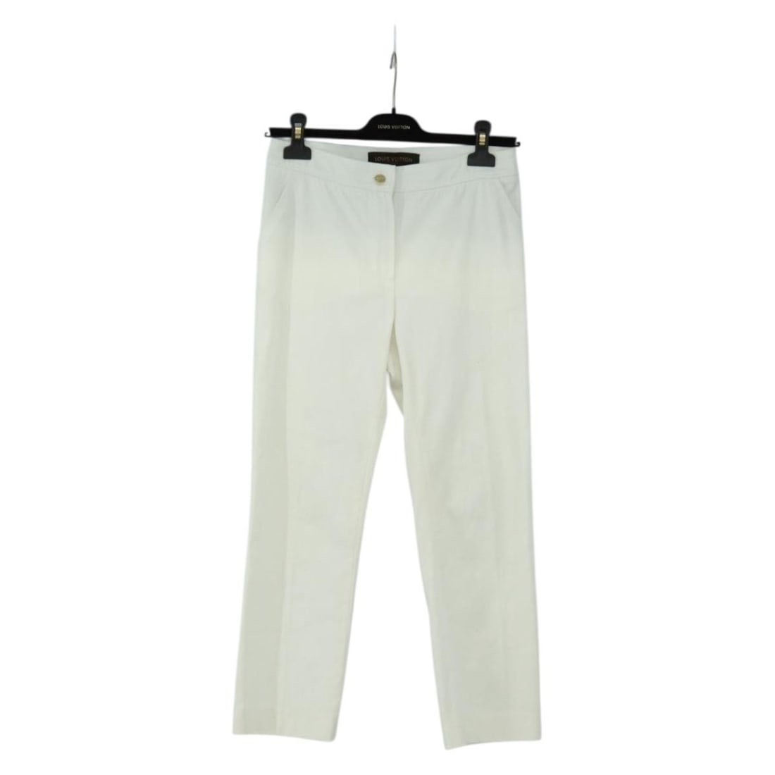 Louis Vuitton White Cotton Womens Pants Made in France: Louis Vuitton White Cotton Womens Pants Made in France Louis Vuitton women's pants made from cotton in white, made in France. The item is in AB Very Good condition with slight rubbing, partial stainin