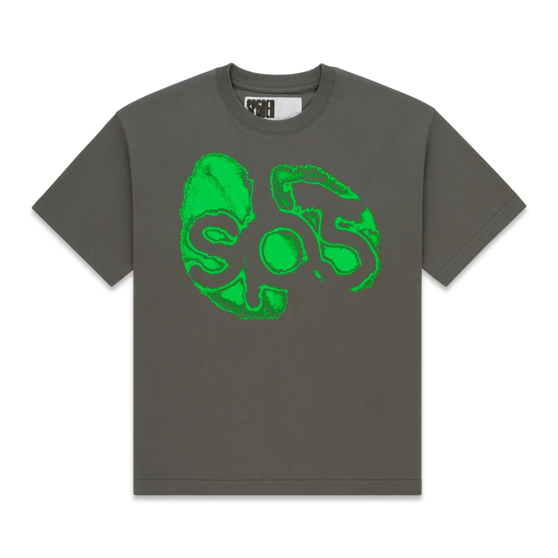 Sp5der Fingerprint T Shirt Charcoal Gray Cotton Medium: Sp5der Fingerprint T Shirt Charcoal Gray Cotton Medium Charcoal gray T-shirt from Sp5der featuring the Fingerprint graphic across the chest. Made of cotton with a relaxed fit, this tee is designed for