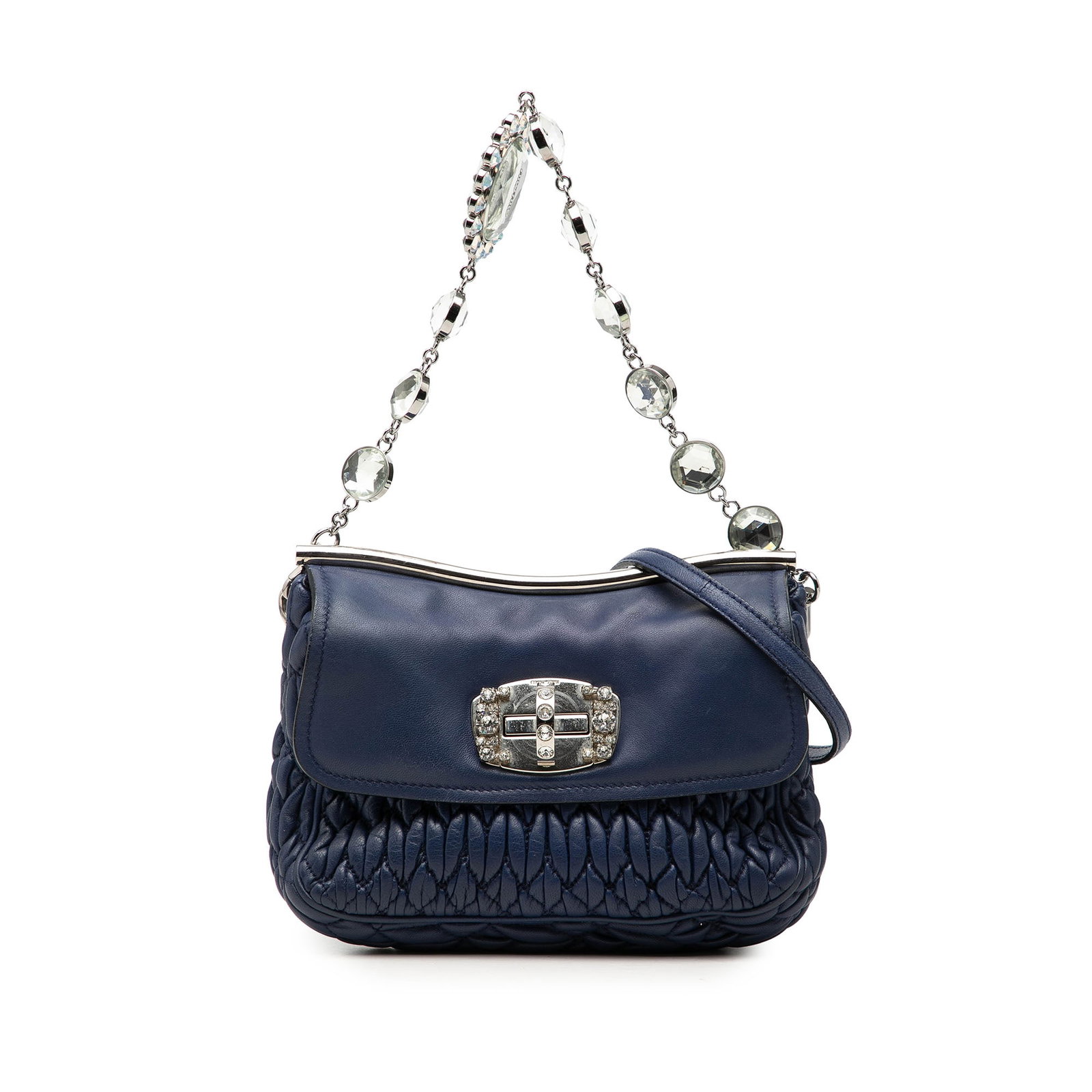 Miu Miu Matelasse Nappa Leather Satchel with Crystal Handle (1 of 7)