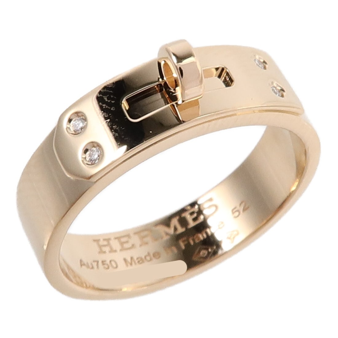 HERMES Kelly H109041B 18K Rose Gold Ring Size 52 US 6: HERMES Kelly H109041B 18K Rose Gold Ring Size 52 US 6 Hermes Kelly ring in 18K pink gold with the signature Kelly-inspired motif. This women's ring is made in France and features a no-stone design. Co