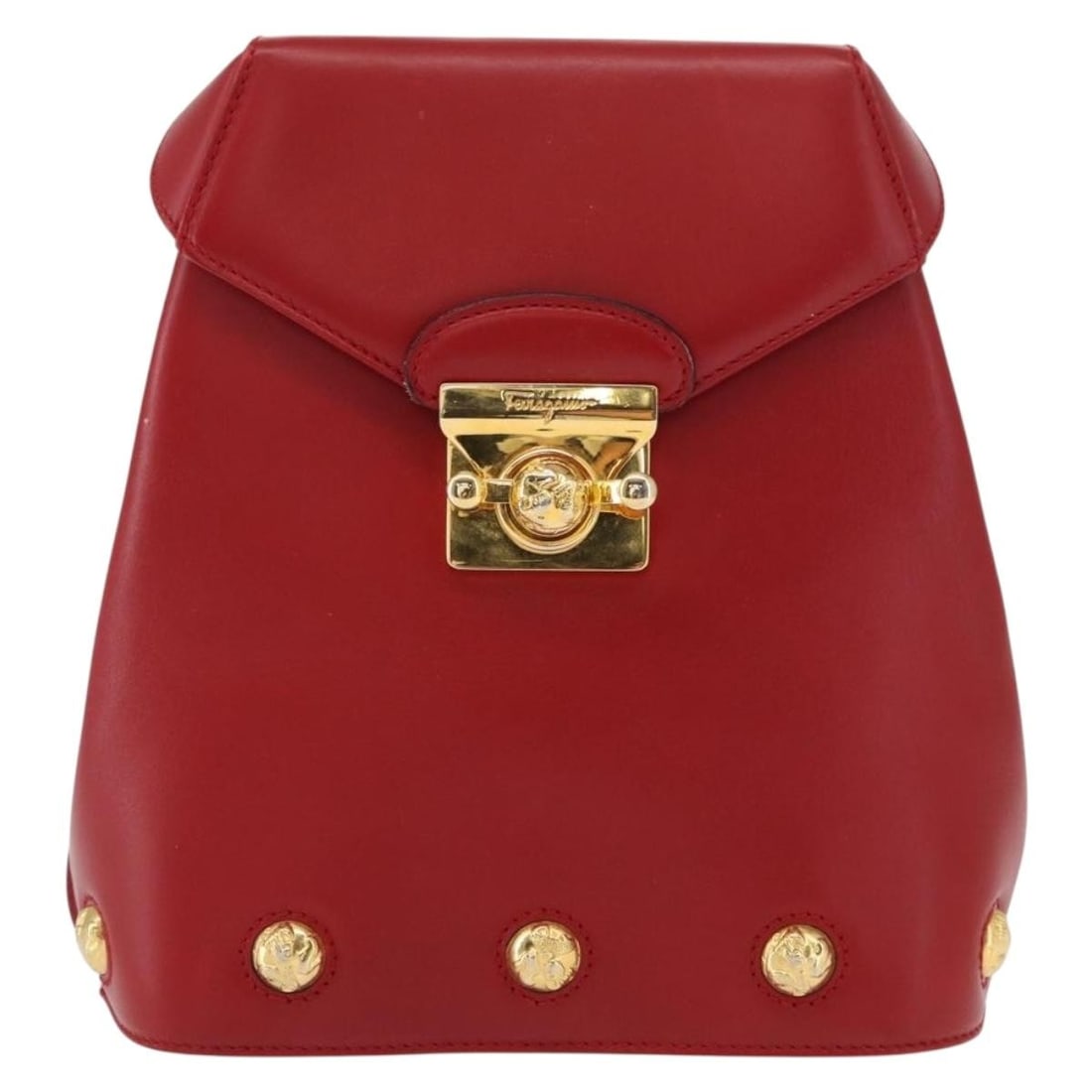 Salvatore Ferragamo Vintage Red Leather Backpack: Salvatore Ferragamo Vintage Red Leather Backpack This Salvatore Ferragamo vintage backpack is crafted from red leather and designed for women. It features a compact silhouette, with signs of wear such