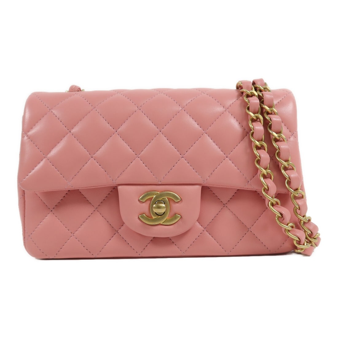 CHANEL A69900 Classic 20 Pink Lambskin Shoulder Bag CC GHW: CHANEL A69900 Classic 20 Pink Lambskin Shoulder Bag CC GHW Classic Chanel CC shoulder bag in pink lambskin leather with a turn-lock closure and interior storage compartments. This women's bag includes