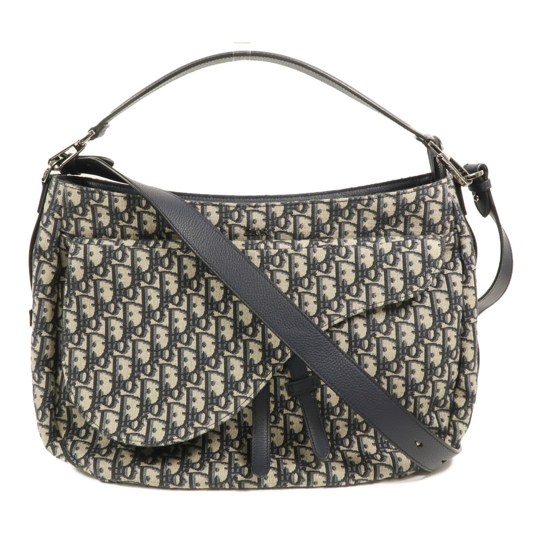 Dior CD Saddle Messenger Shoulder Bag Blue Canvas Calfskin (1 of 18)
