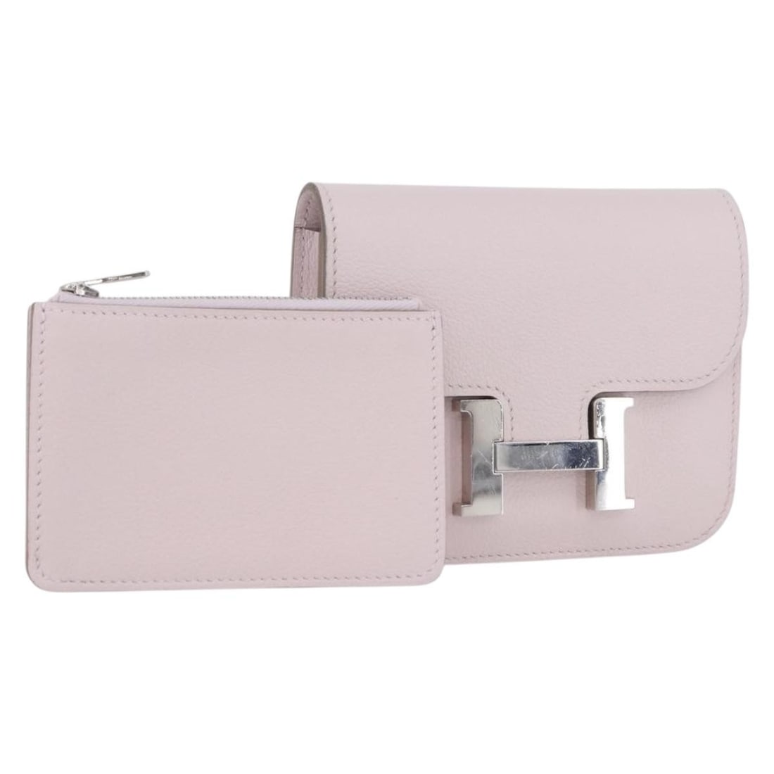 HERMES Constance Slim Pink Leather Wallet Silver Tone Hardware: HERMES Constance Slim Pink Leather Wallet Silver Tone Hardware Hermes Constance Slim Wallet in pink and silver leather, designed for women and made in France. This wallet comes with a dust bag, item b