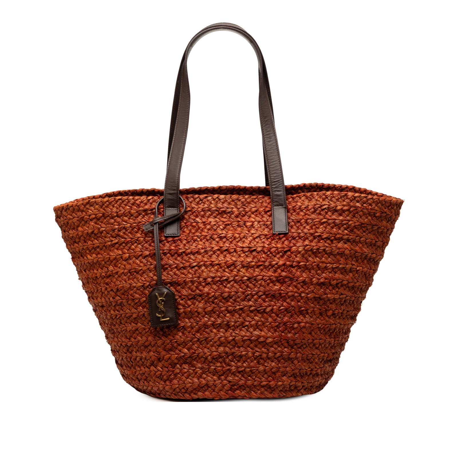 Saint Laurent Panier Medium Raffia Shopper Tote Bag Brown (1 of 9)