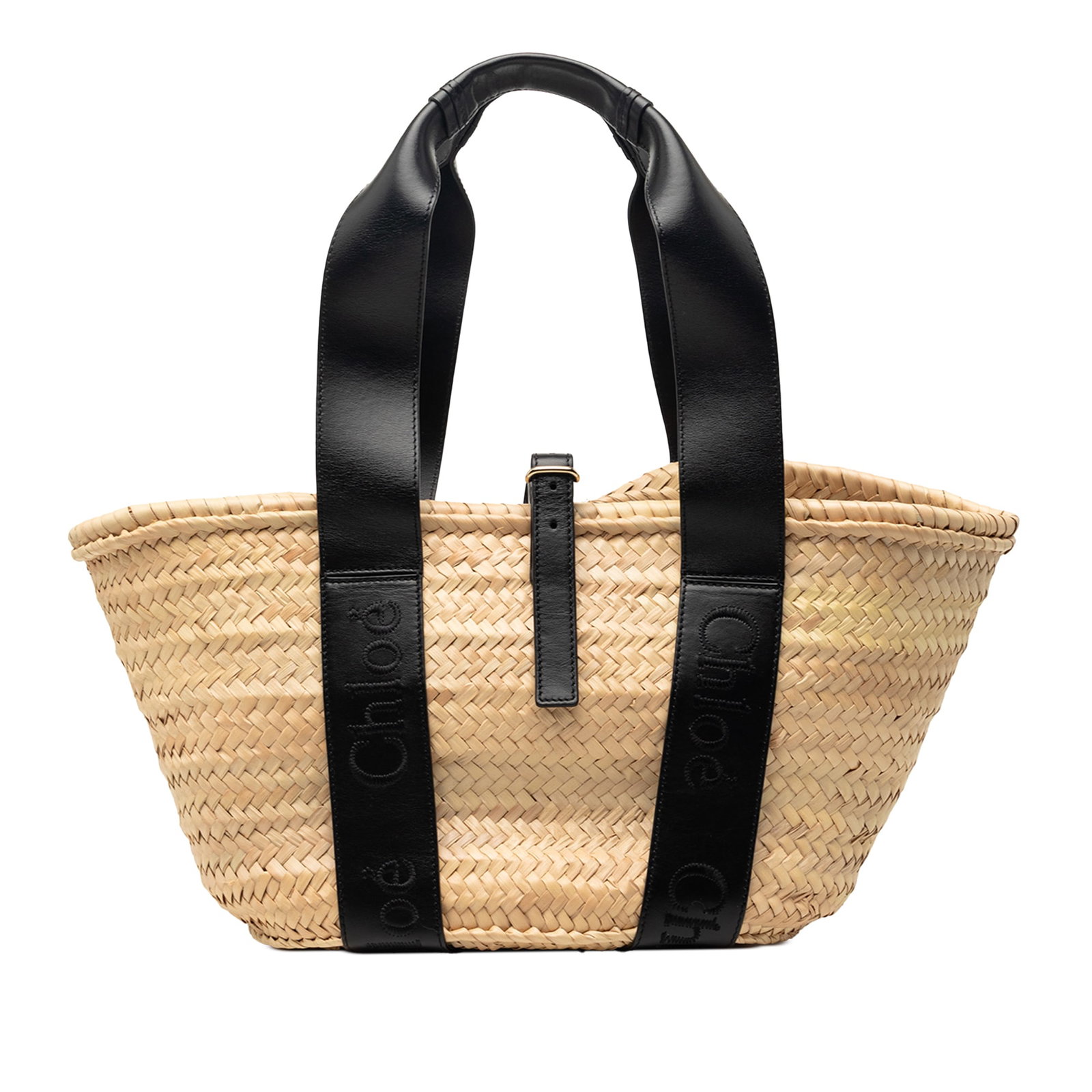 Chloe Sense Basket Tote Raffia Calfskin Beige Bag: Chloe Sense Basket Tote Raffia Calfskin Beige Bag This Chloe Medium Raffia and Smooth Calfskin Sense Basket Tote features a woven raffia body complemented by leather trim and flat leather handles. The
