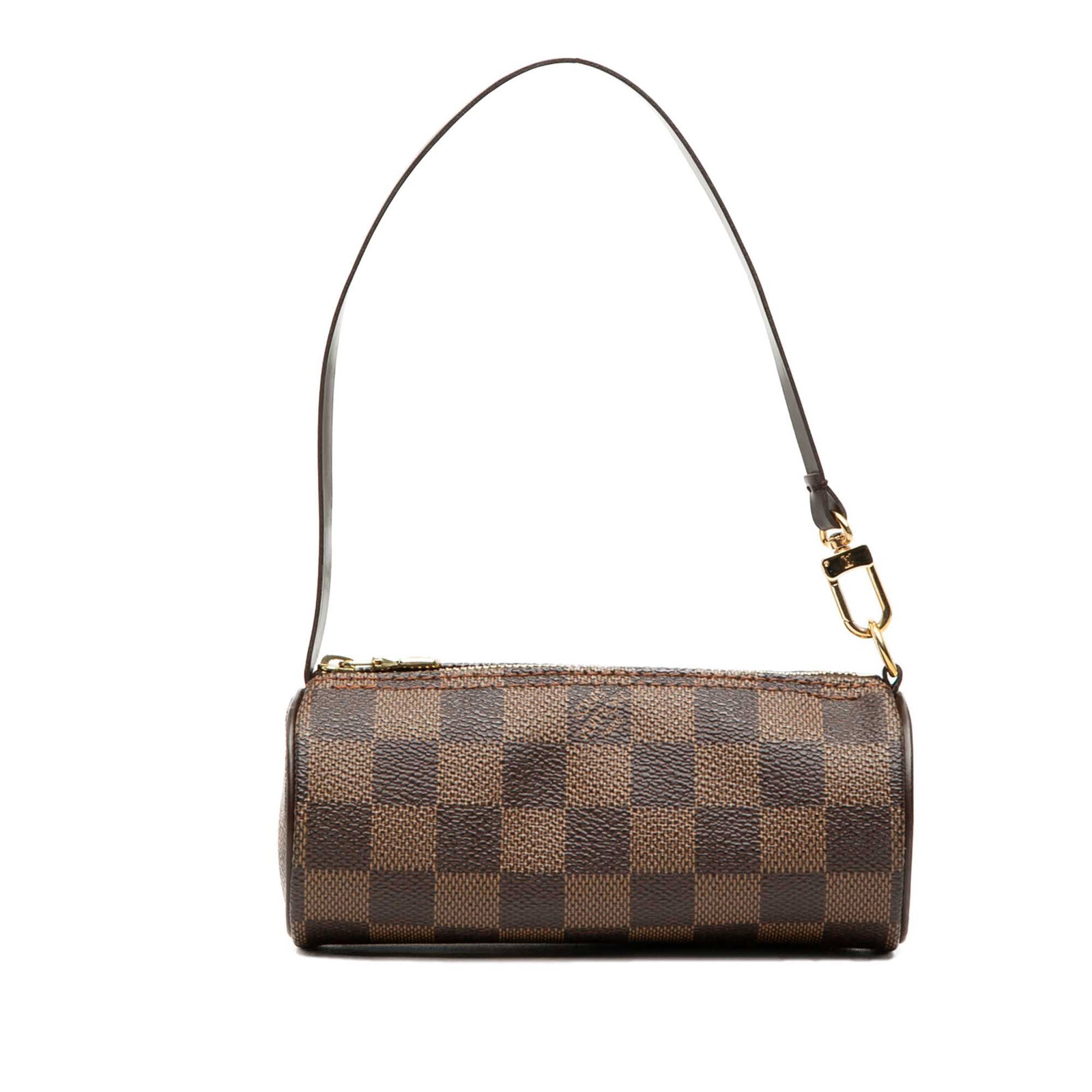 Louis Vuitton Papillon Pochette Damier Ebene Brown Mini Bag: Louis Vuitton Papillon Pochette Damier Ebene Brown Mini Bag Louis Vuitton Damier Ebene Papillon Pochette crafted with a damier ebene canvas body, leather trim, a flat leather strap, and a top zip clos