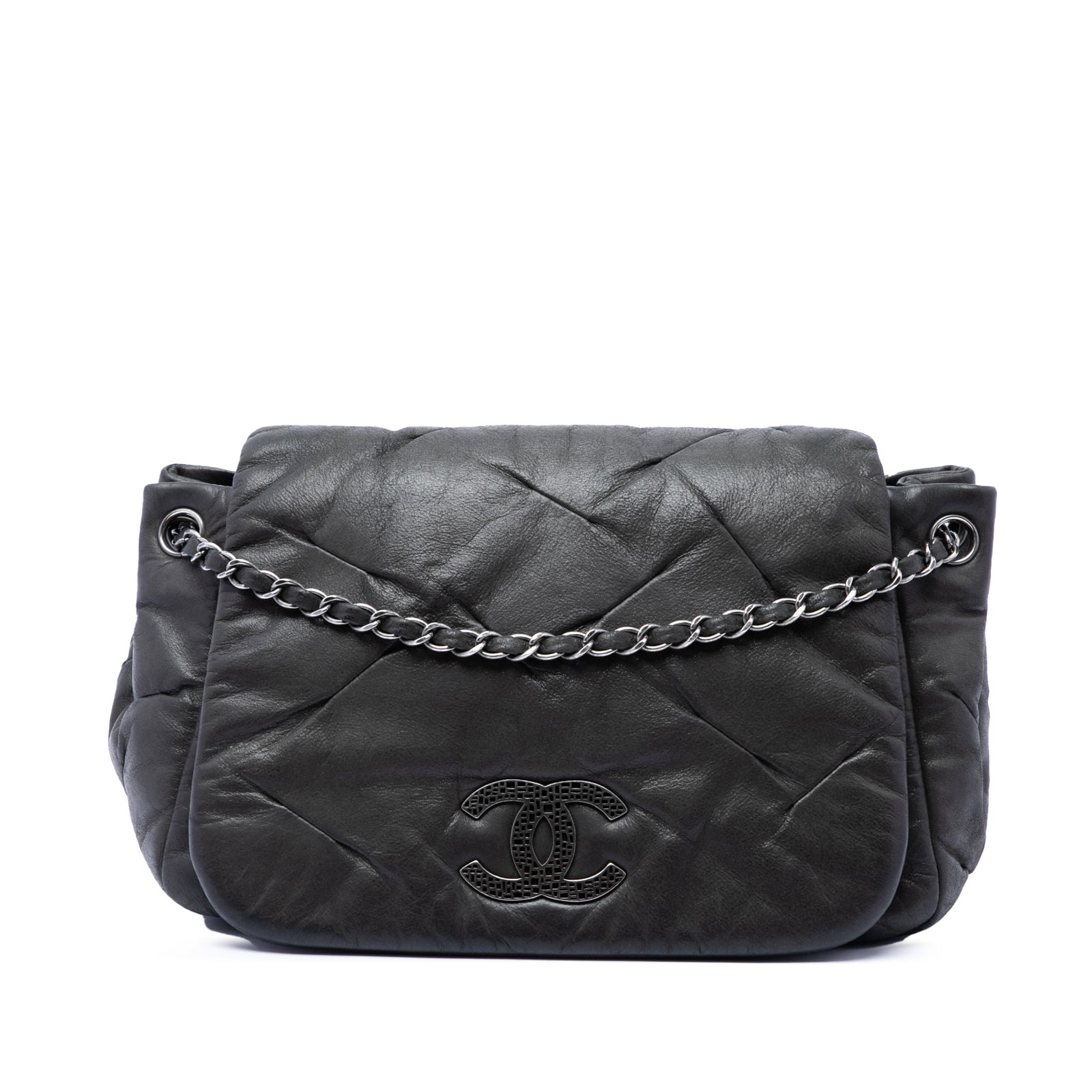 Chanel Glint Accordion Flap black iridescent calfskin shoulder bag (1 of 6)
