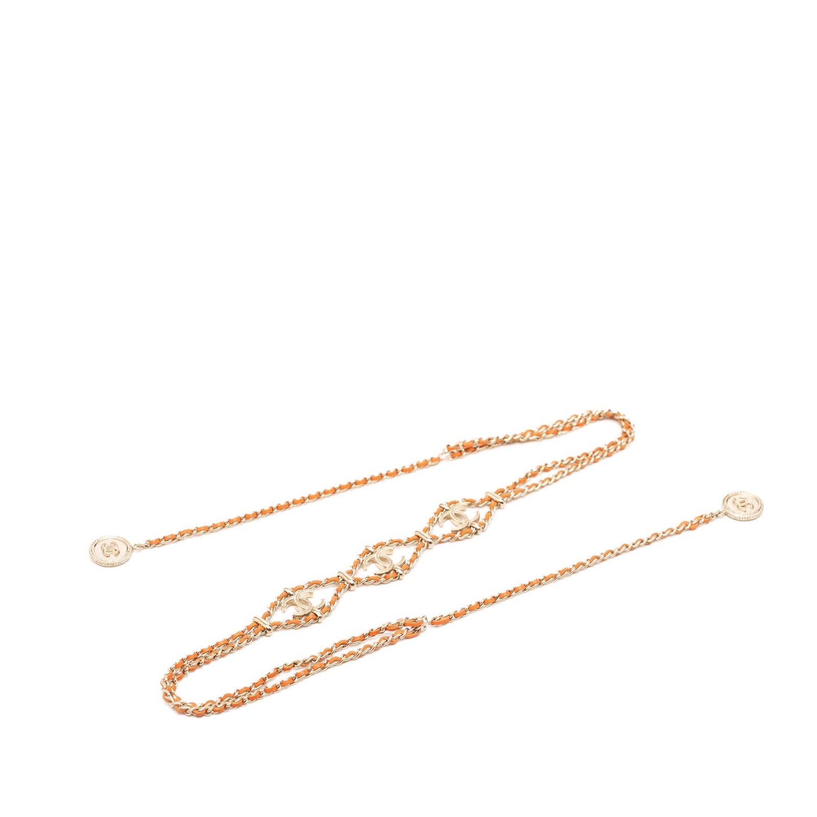Chanel CC Wrap Choker Necklace Gold Tone Leather Woven: Chanel CC Wrap Choker Necklace Gold Tone Leather Woven Chanel wrap choker necklace featuring a gold tone metal body with leather woven detailing and the iconic CC design. Made in Italy, this costume j
