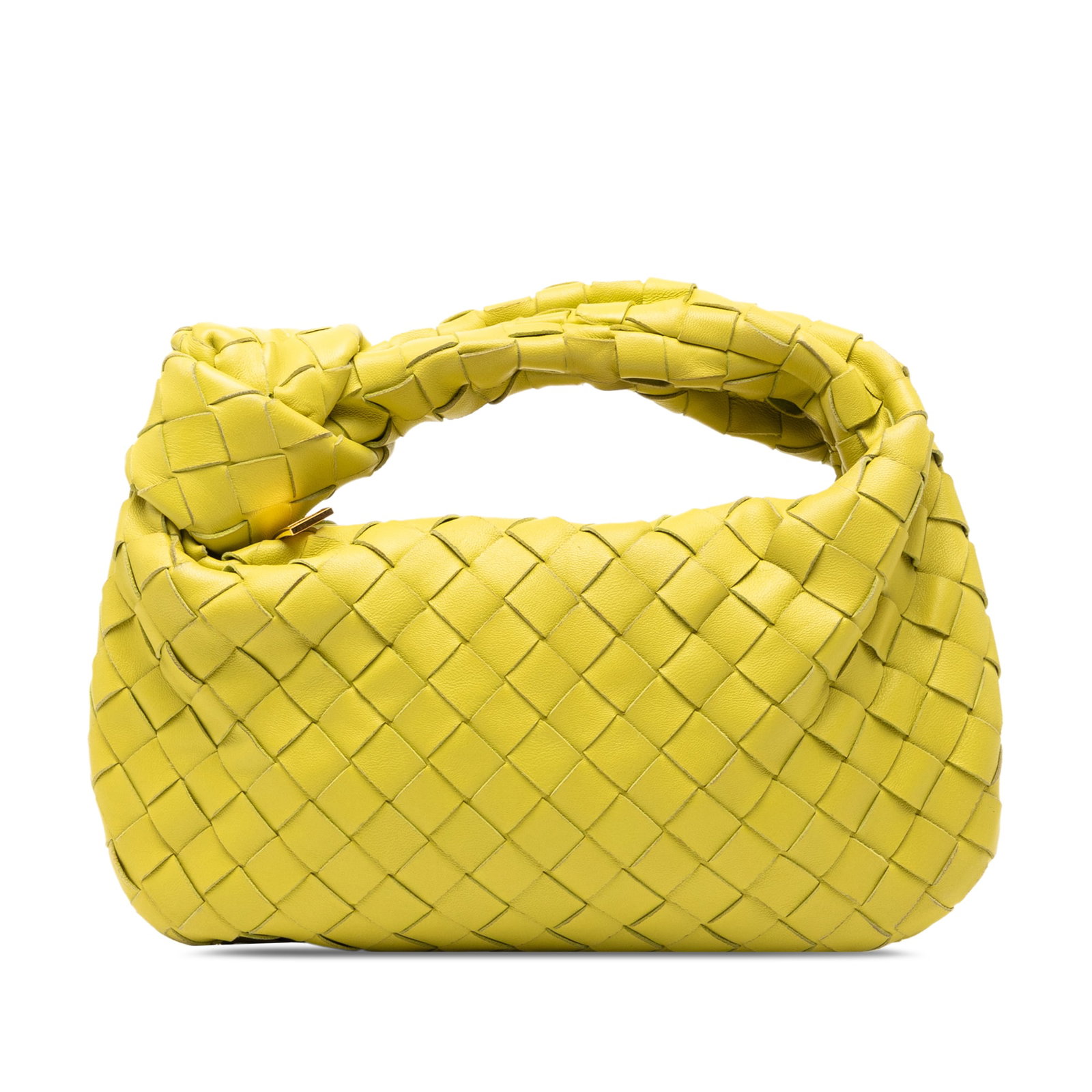 Bottega Veneta Jodie Mini Woven Nappa Leather Bag: Bottega Veneta Jodie Mini Woven Nappa Leather Bag The Bottega Veneta Mini Nappa Intrecciato Jodie is crafted from woven nappa leather in a vibrant yellow hue. This bag features the signature intreccia