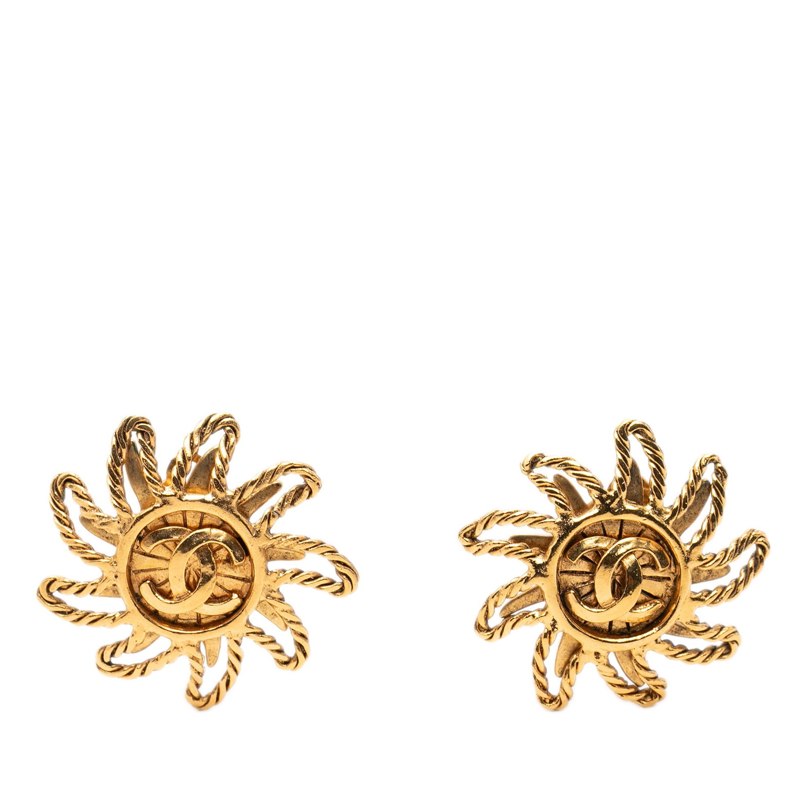 Chanel gold plated sun clip on earrings (1 of 3)