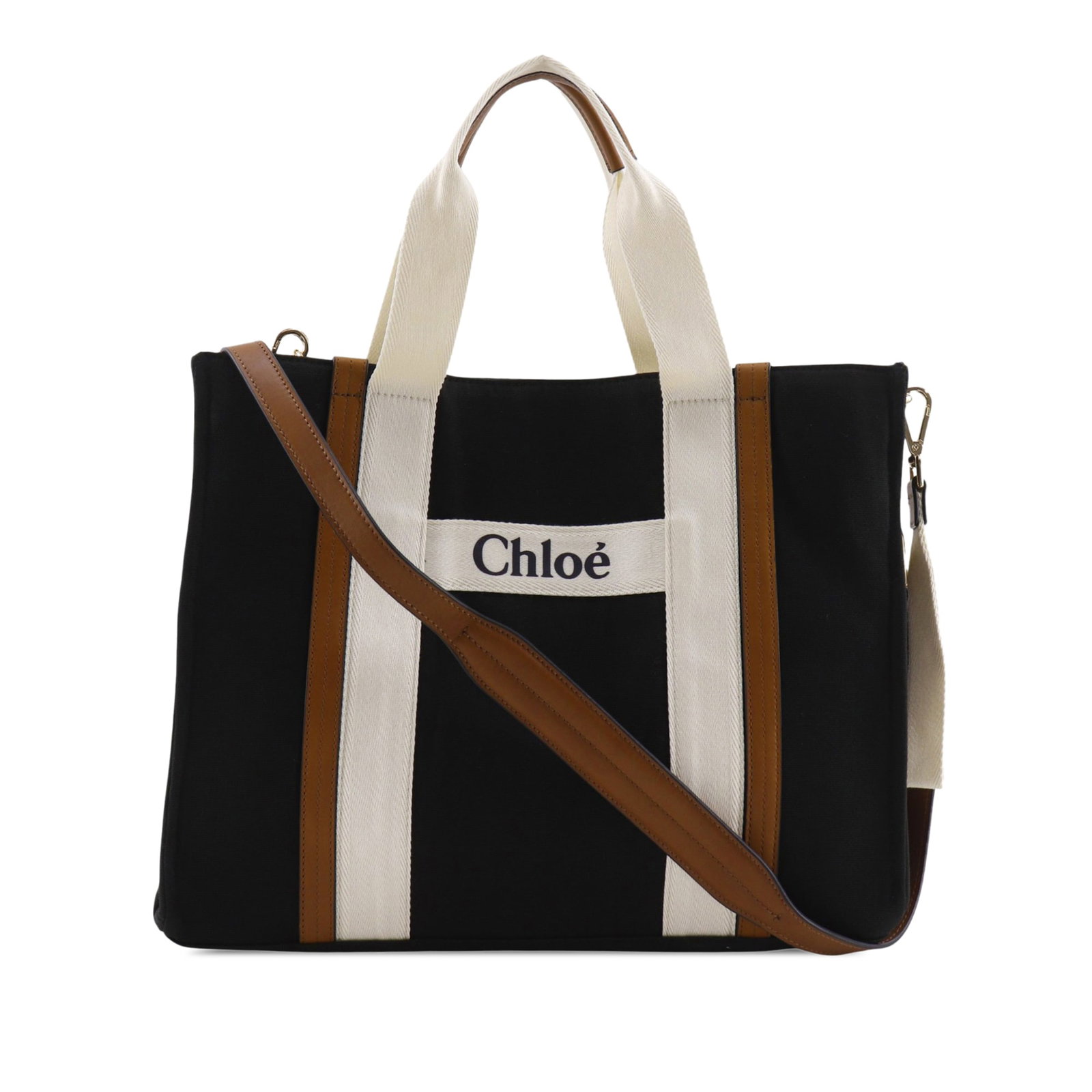 Chloe Canvas Satchel Diaper Bag with Changing Pad and Pouch: Chloe Canvas Satchel Diaper Bag with Changing Pad and Pouch This Chloe Canvas Diaper Bag is a black satchel with a canvas body, flat canvas handles, and a detachable flat leather strap. It features an