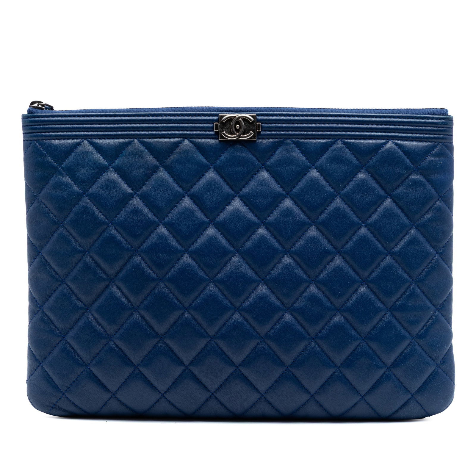 Blue lambskin zip clutch Chanel Boy O Case medium (1 of 6)