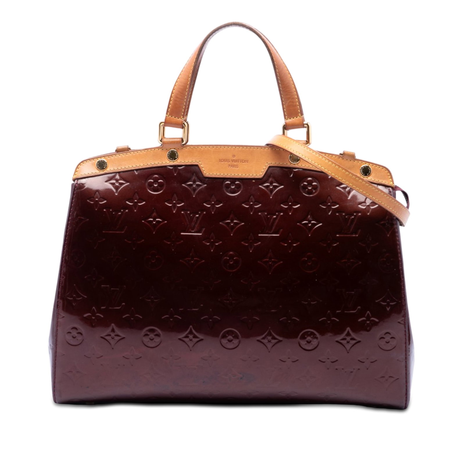 Louis Vuitton Brea GM Monogram Vernis Leather Handbag Red: Louis Vuitton Brea GM Monogram Vernis Leather Handbag Red Louis Vuitton Monogram Vernis Brea GM bag in red, made in France. It features a vernis leather body, flat vachetta leather handles, a detachab
