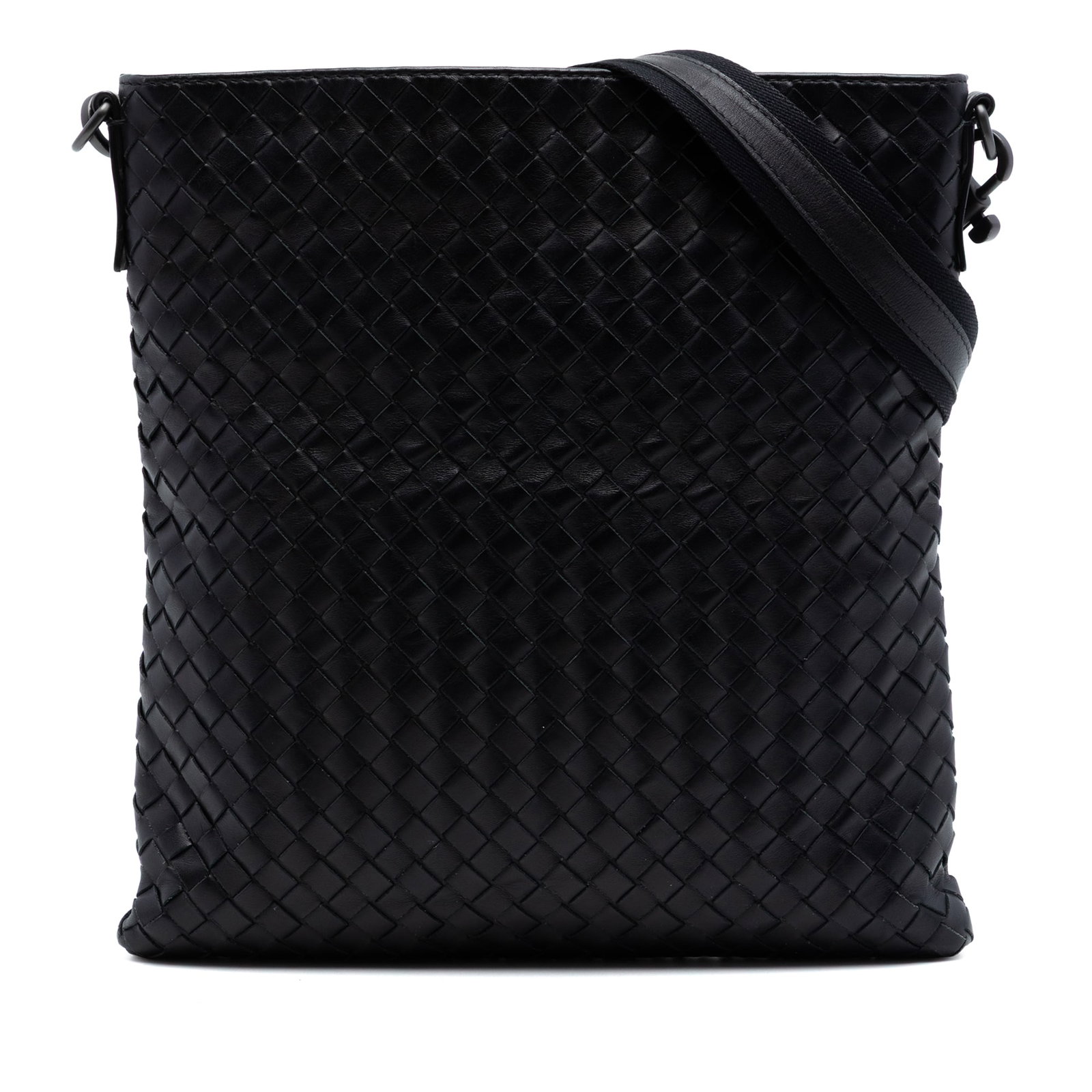 Bottega Veneta Intrecciato VN black leather crossbody bag: Bottega Veneta Intrecciato VN black leather crossbody bag This Bottega Veneta Nappa Intrecciato VN Crossbody bag is crafted in Italy from woven black leather, featuring the brand's signature intreccia