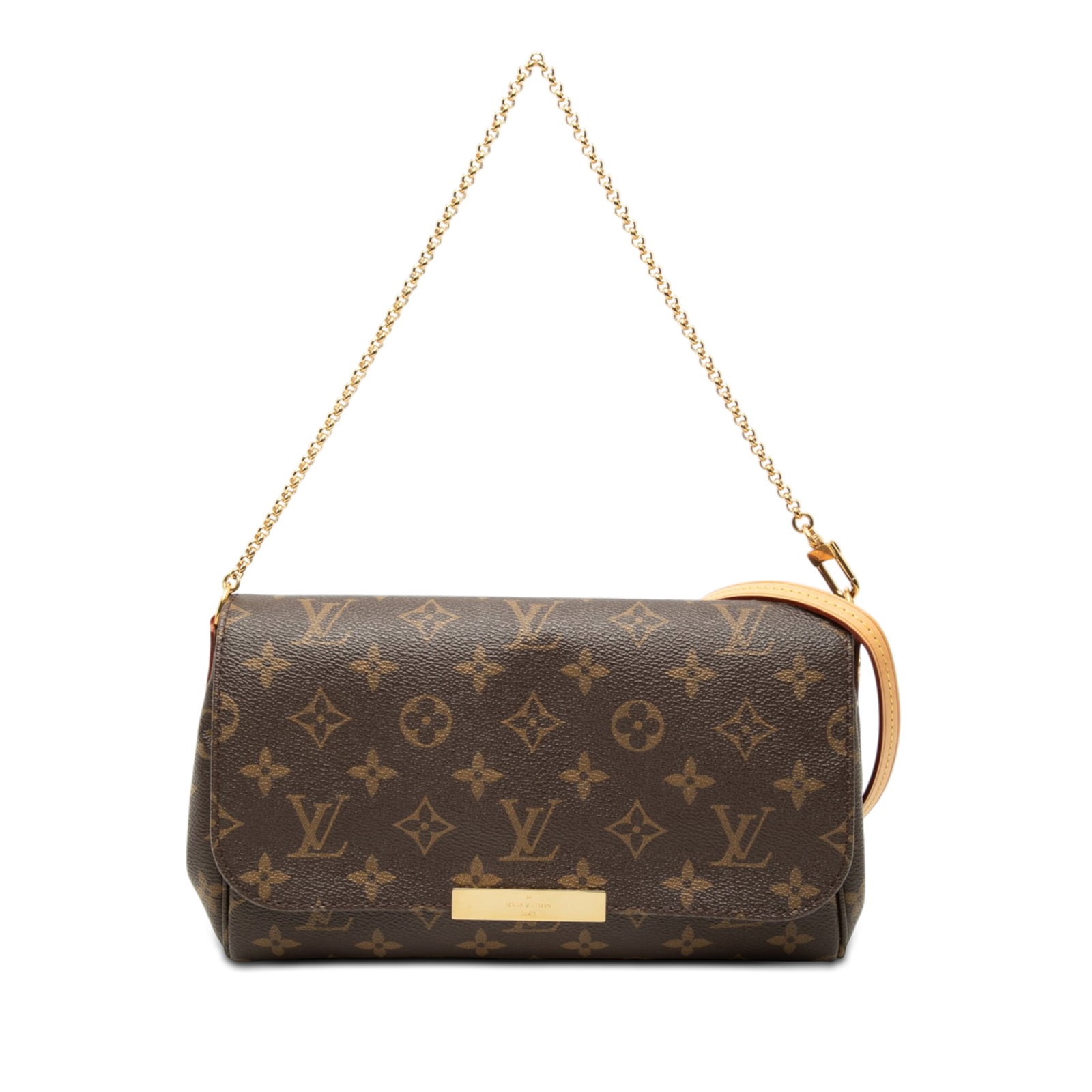 Louis Vuitton Favorite PM Monogram Shoulder Bag: Louis Vuitton Favorite PM Monogram Shoulder Bag Louis Vuitton Favorite PM shoulder bag in Monogram canvas with a front flap and magnetic snap closure. It features a detachable flat vachetta leather sh