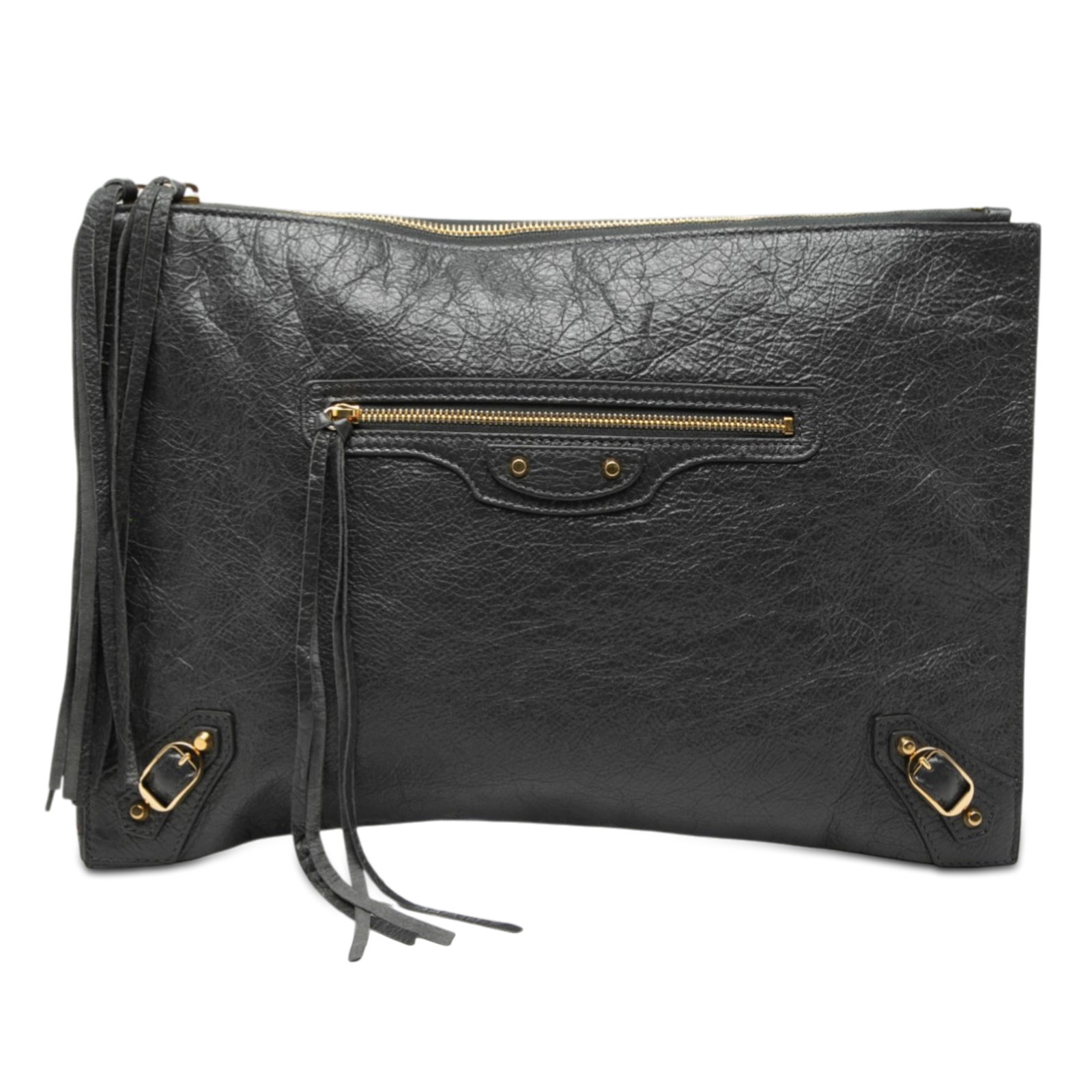 Balenciaga Motocross Classic Lambskin Leather Gray Clutch Bag with Zip Closure (1 of 7)